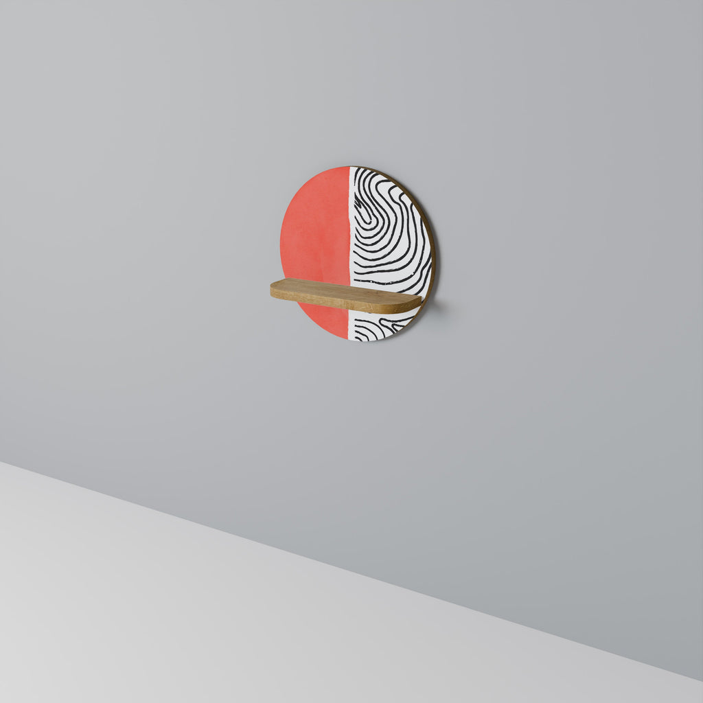 ORANGEY TREASURE Rundes Kunstregal in Eiche-Optik