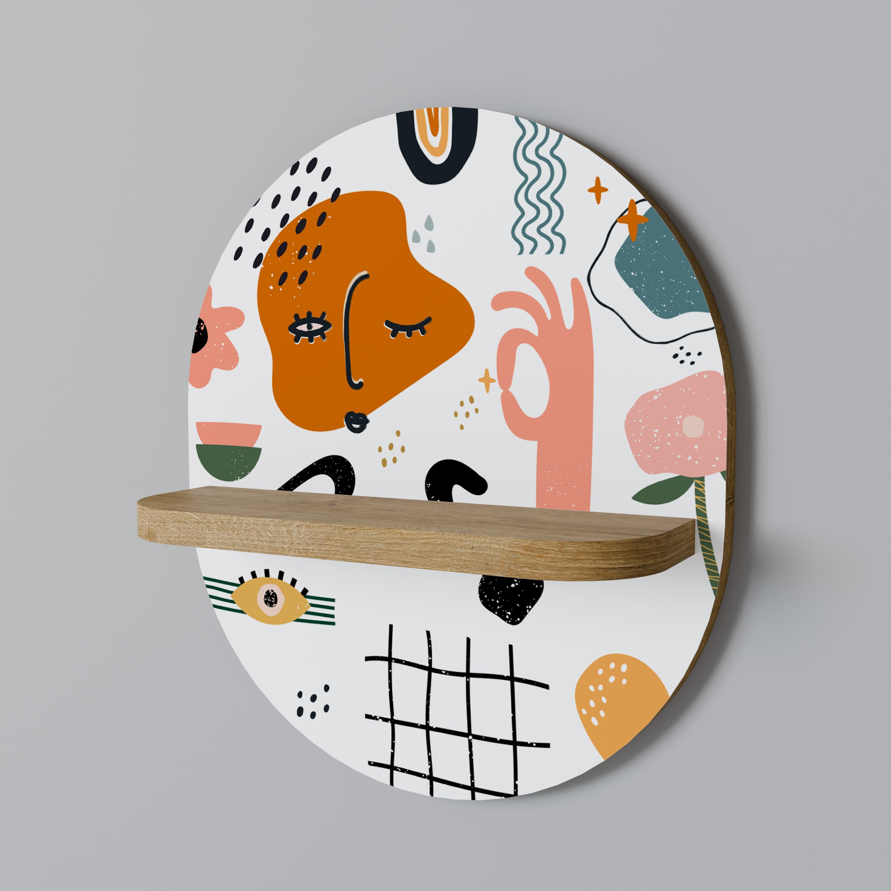 MATISSE WHIMSY Ovales Kunstregal in Eichenoptik