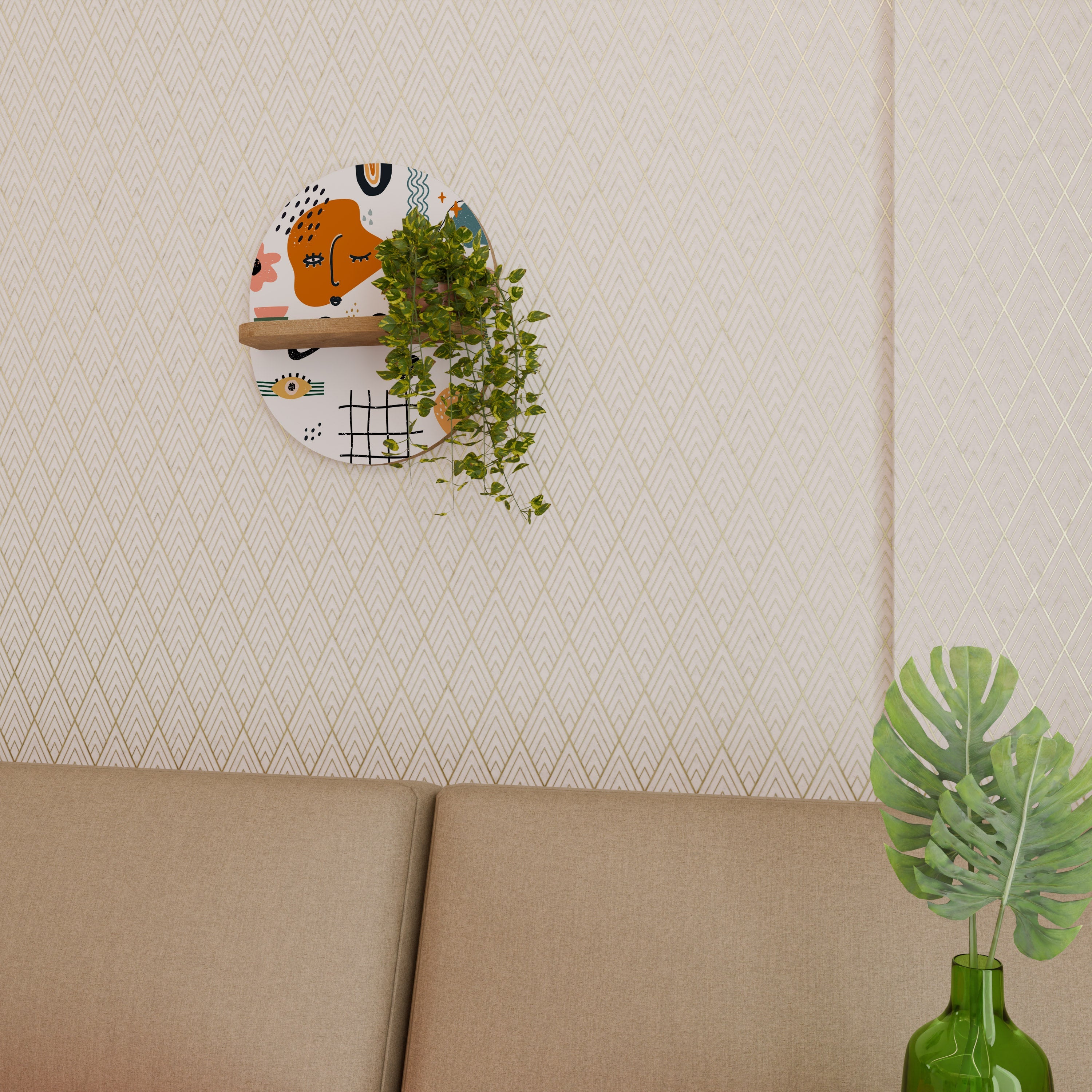 MATISSE WHIMSY Ovales Kunstregal in Eichenoptik