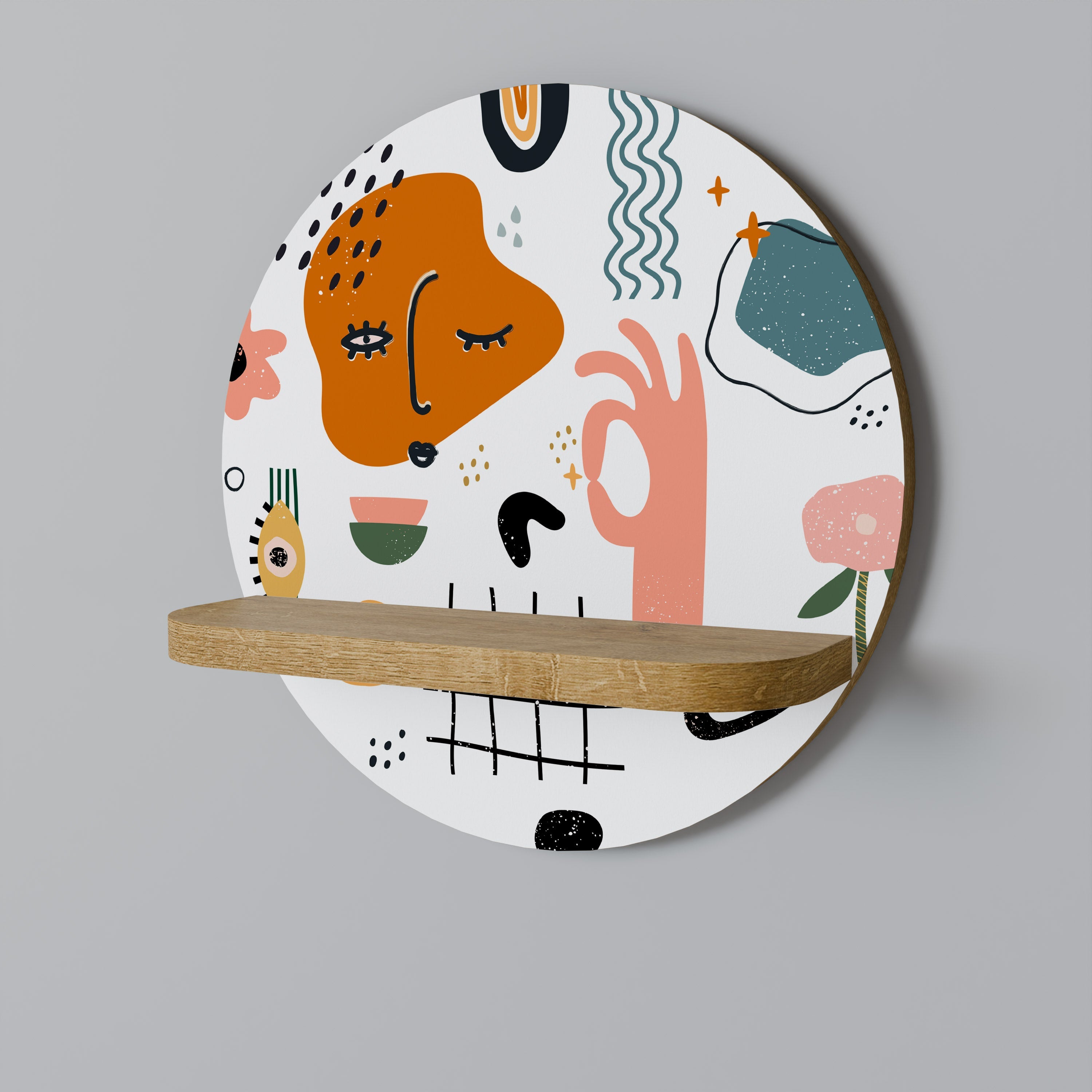 MATISSE WHIMSY Rundes Kunstregal in Eiche-Optik