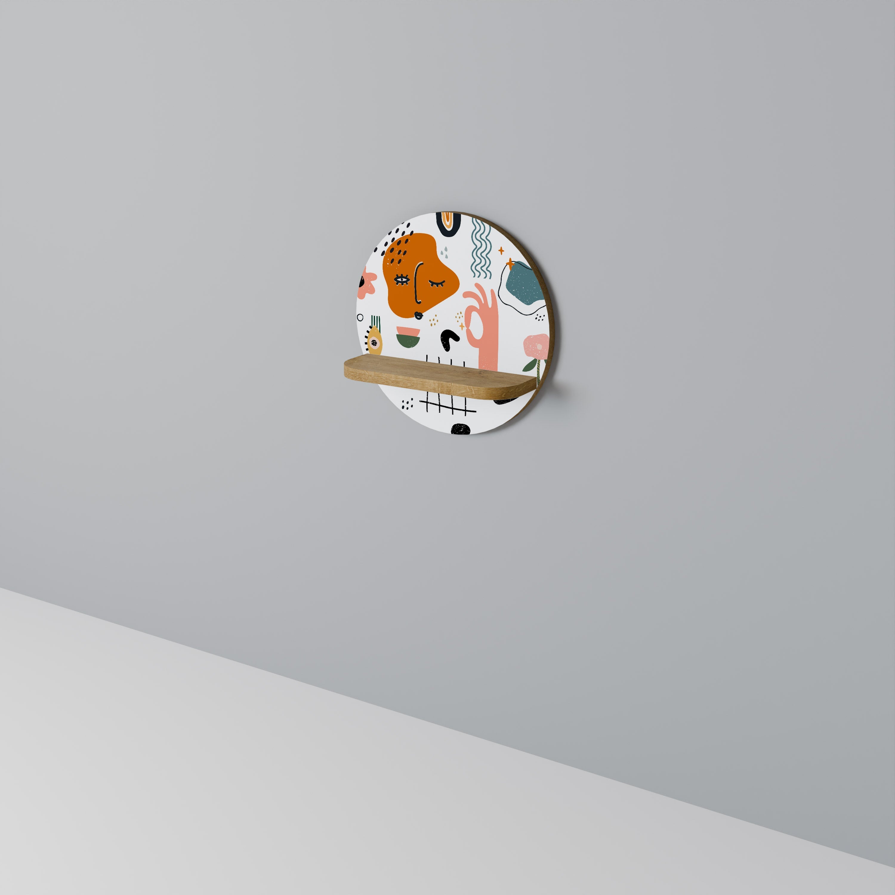 MATISSE WHIMSY Rundes Kunstregal in Eiche-Optik