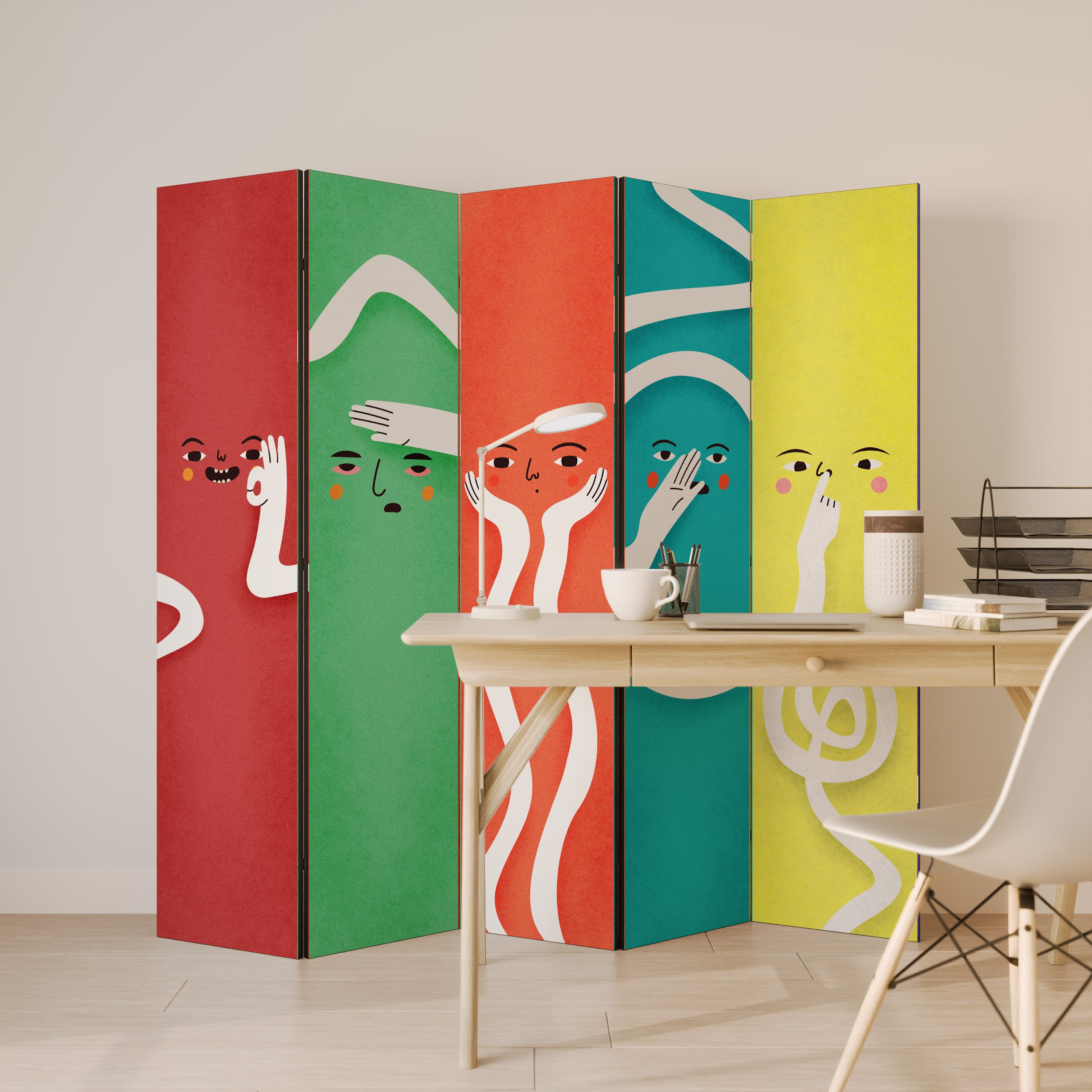 LIVELY FEATURES 5-Panel Room Divider