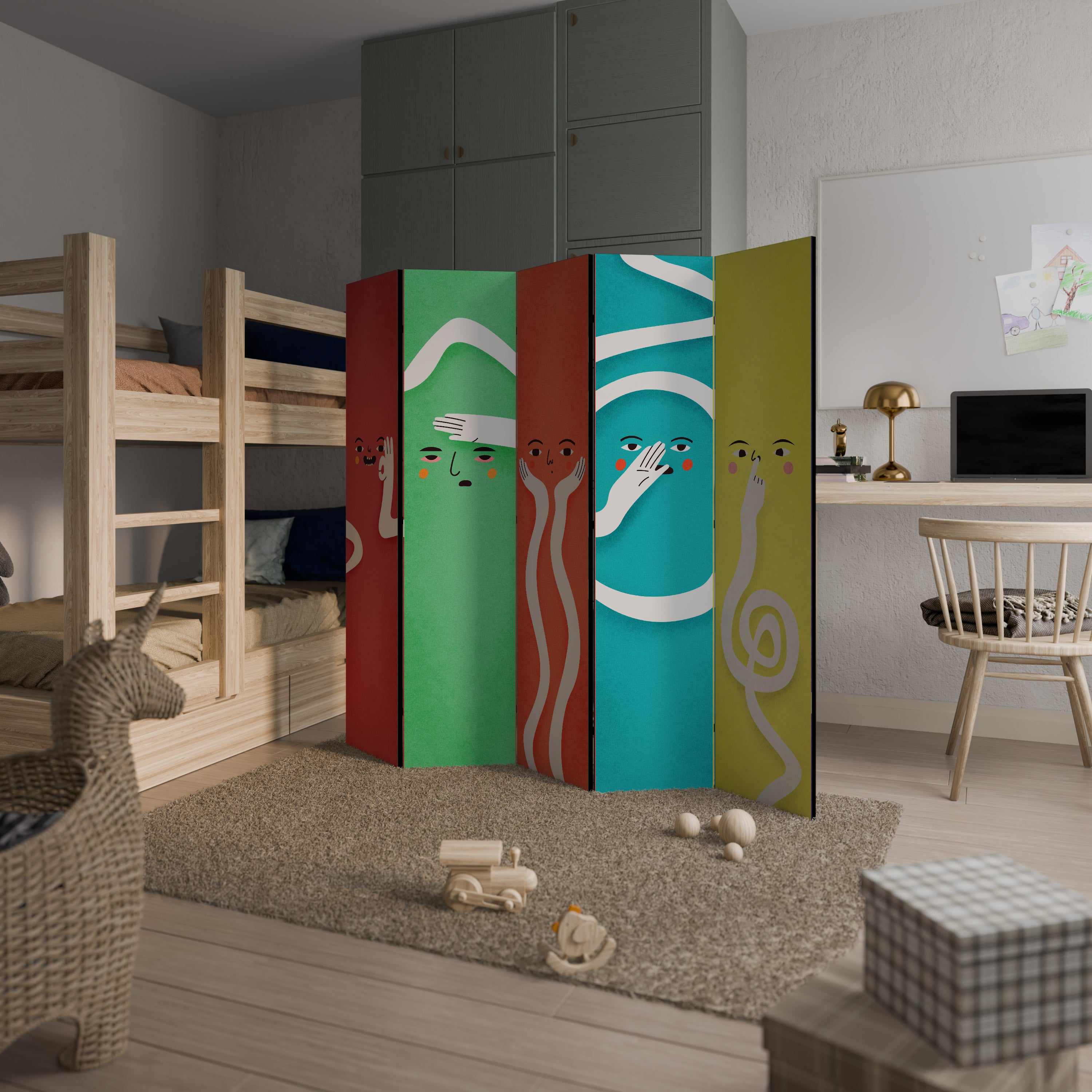 LIVELY FEATURES 5-Panel Room Divider