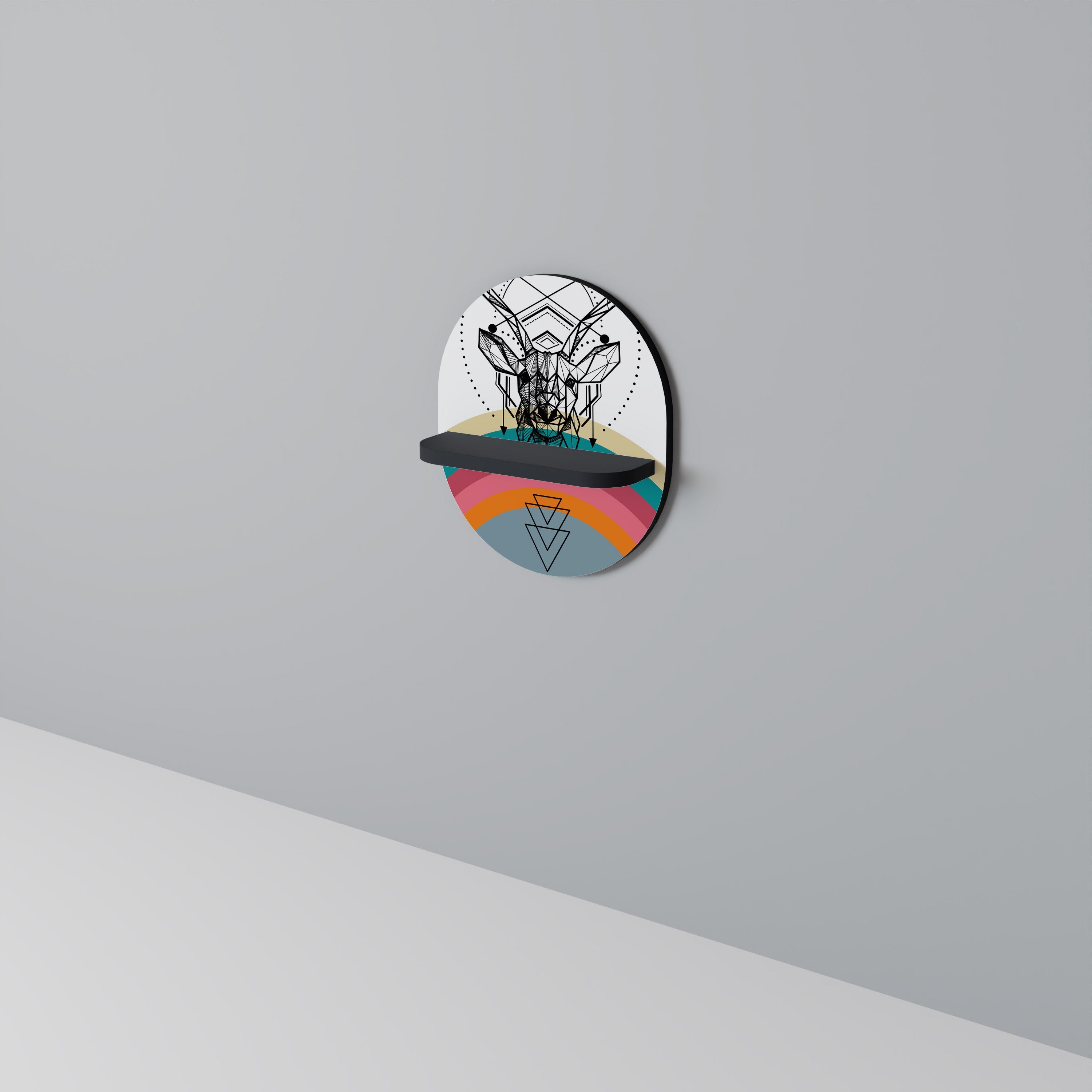 DEER OF COLOR Ovales Kunstregal in Schwarz