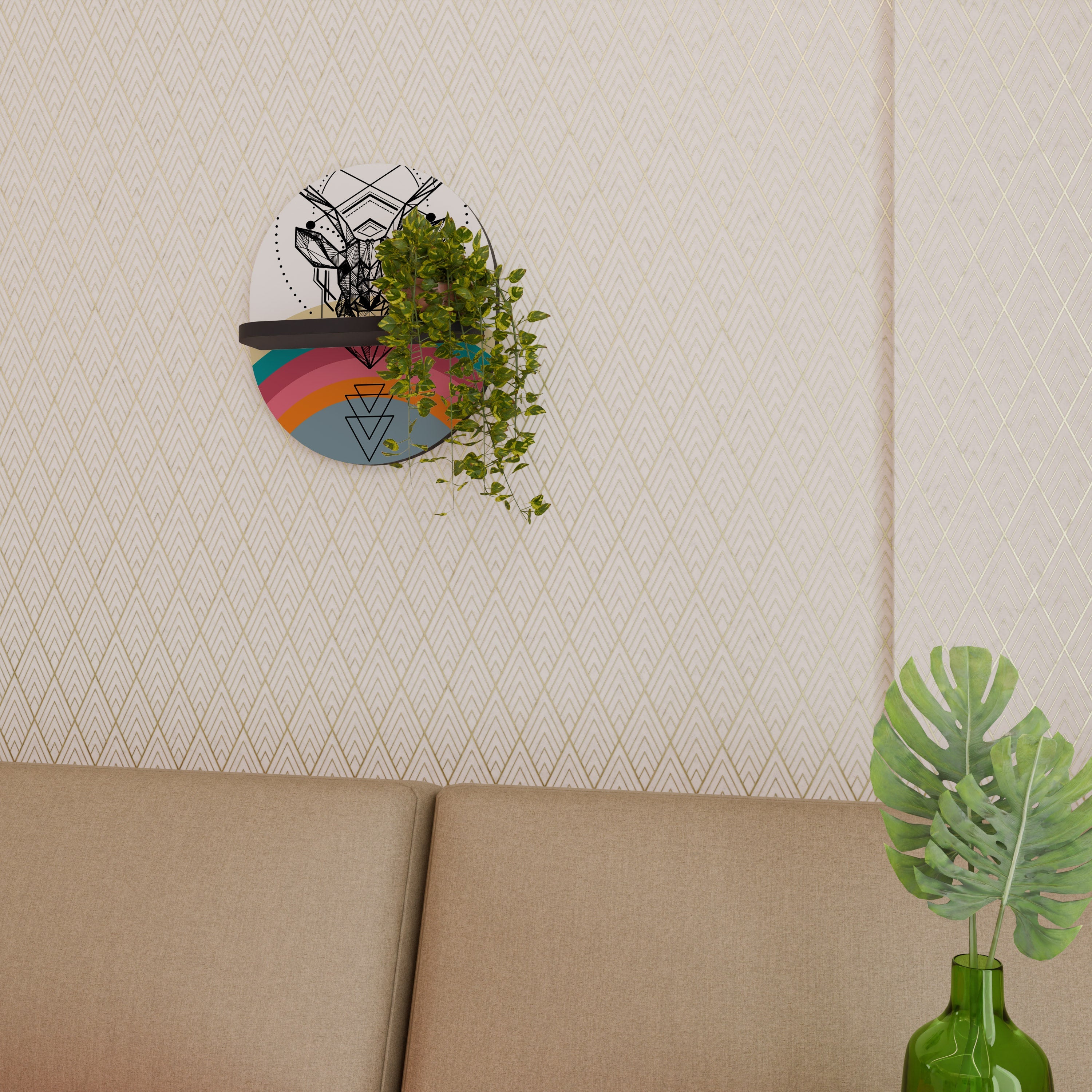 DEER OF COLOR Ovales Kunstregal in Schwarz