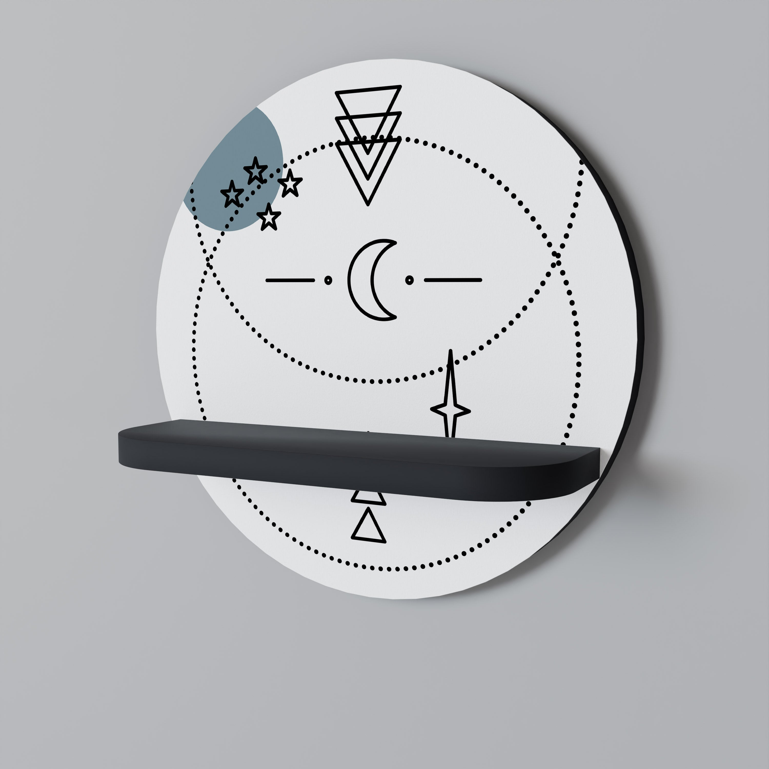 CELESTIAL BODY Rundes Kunstregal in Schwarz