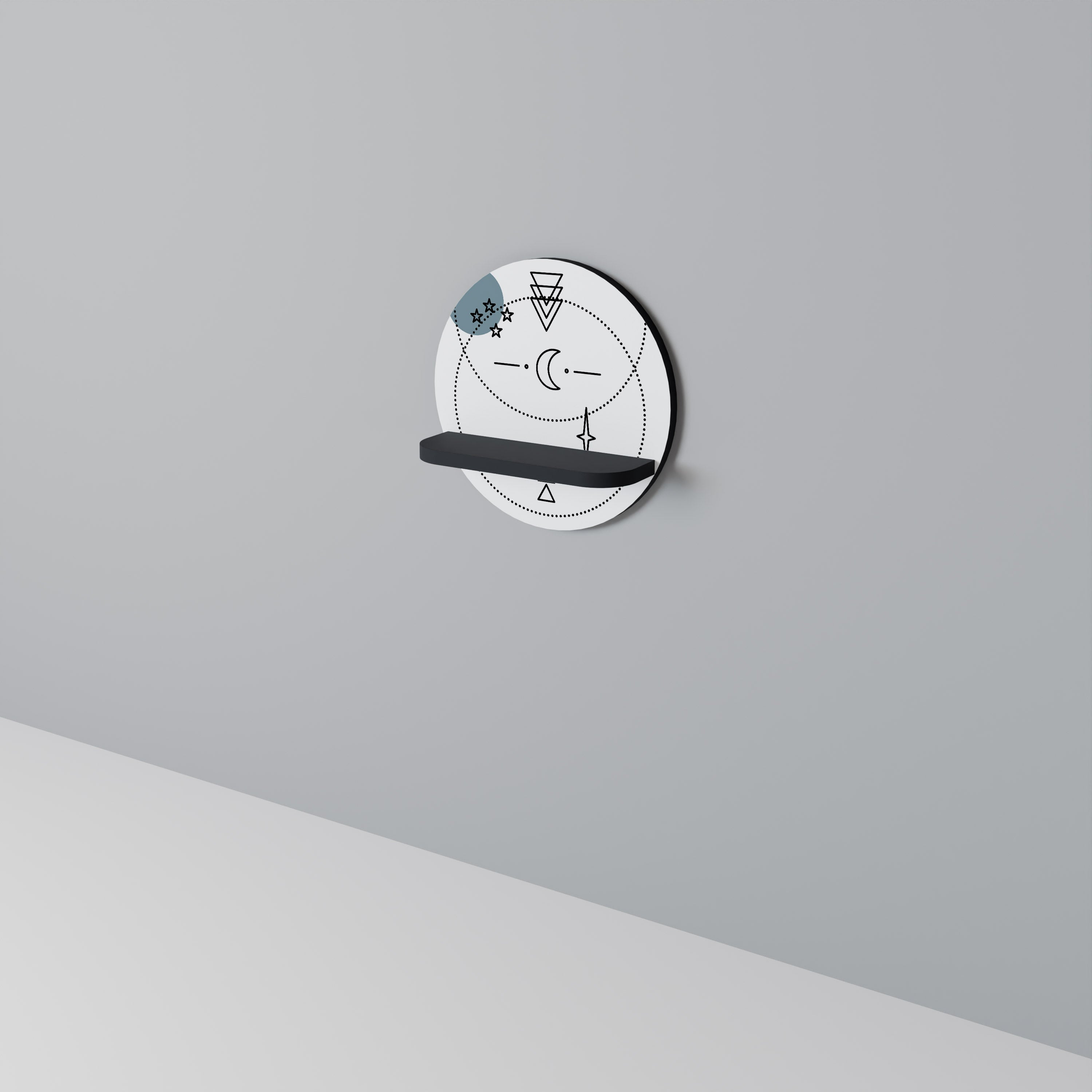 CELESTIAL BODY Rundes Kunstregal in Schwarz