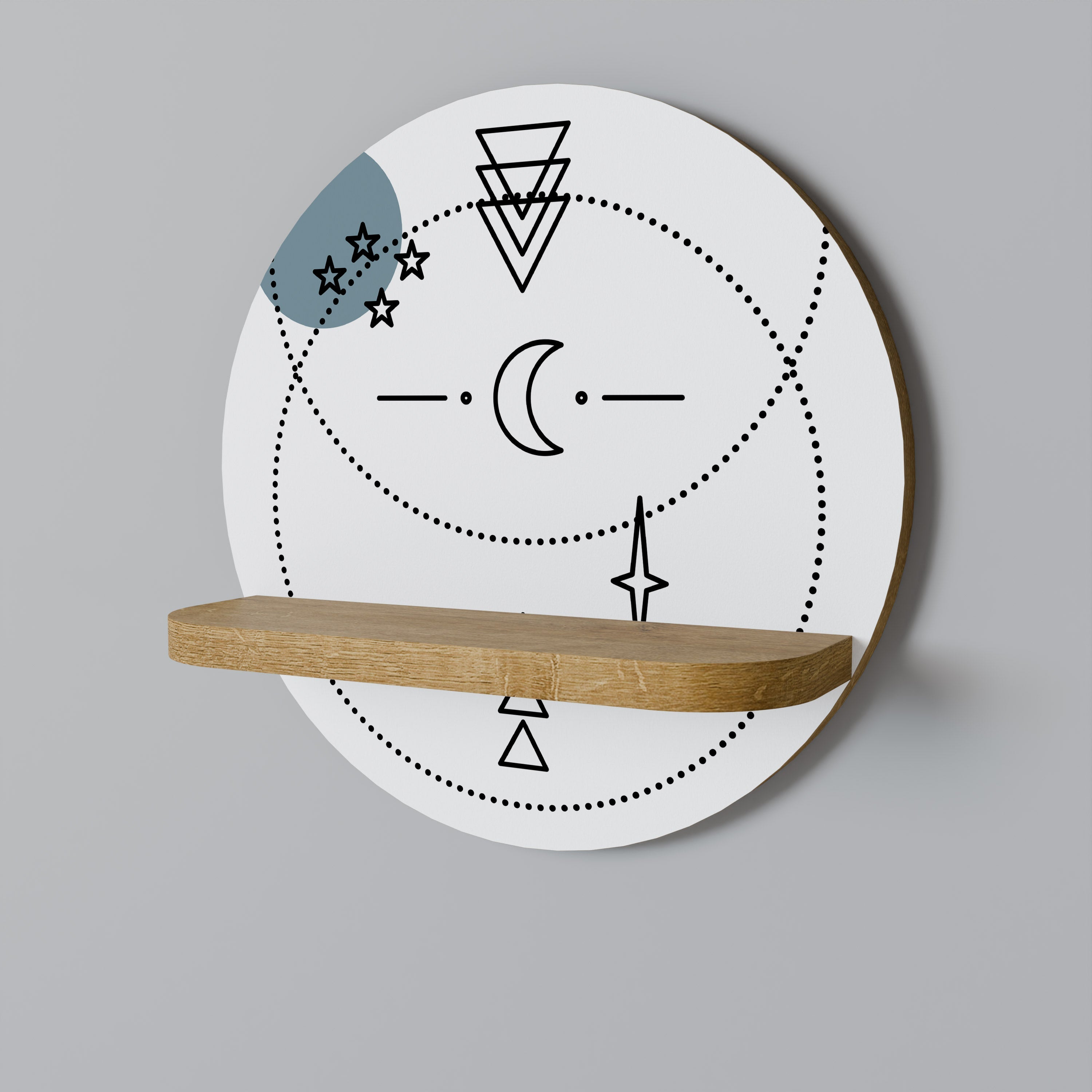 CELESTIAL BODY Rundes Kunstregal in Eiche-Optik