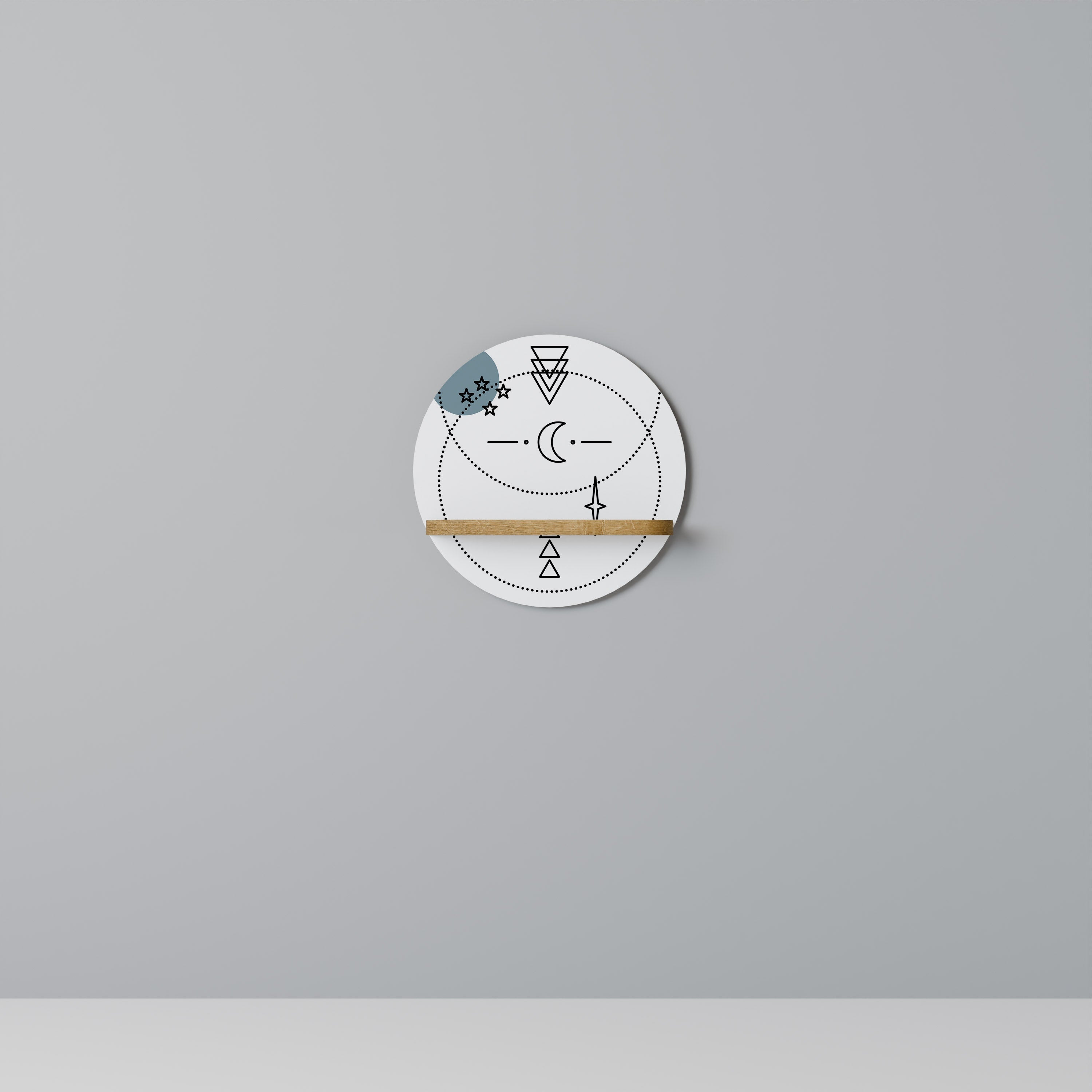 CELESTIAL BODY Rundes Kunstregal in Eiche-Optik