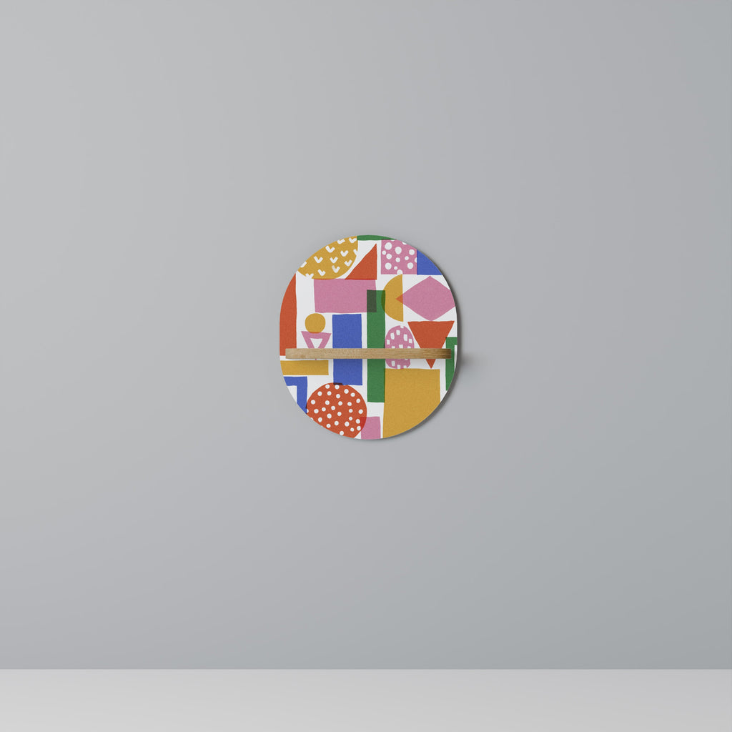 GEOMETRIC GLIMMER Ovales Kunstregal in Eichenoptik