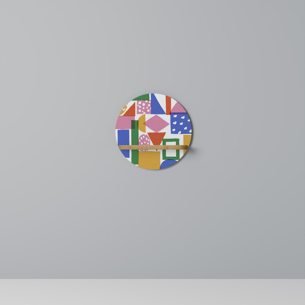 GEOMETRIC GLIMMER Rundes Kunstregal in Eiche-Optik