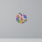 GEOMETRIC GLIMMER Rundes Kunstregal in Eiche-Optik