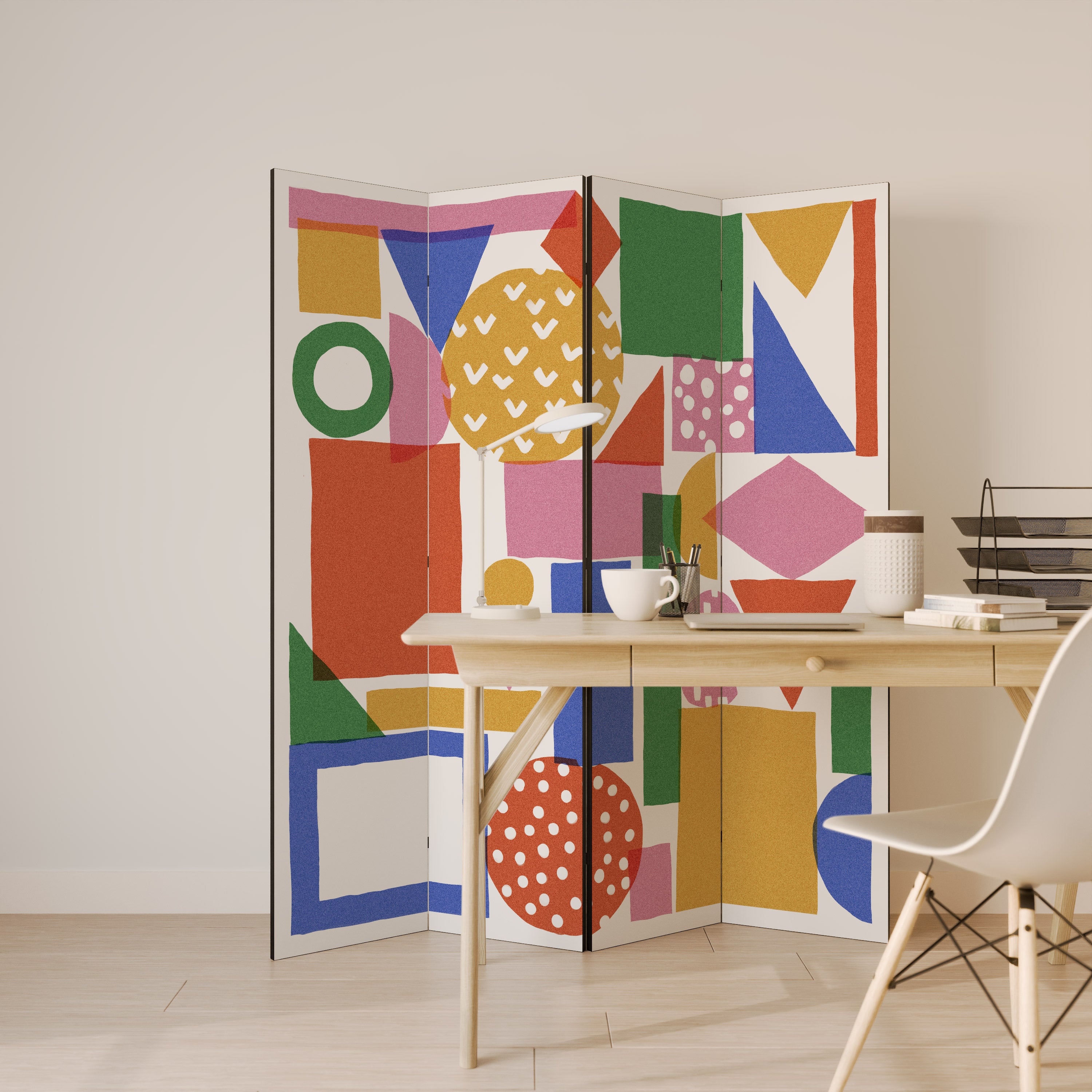 GEOMETRIC GLIMMER 4-Panel Room Divider