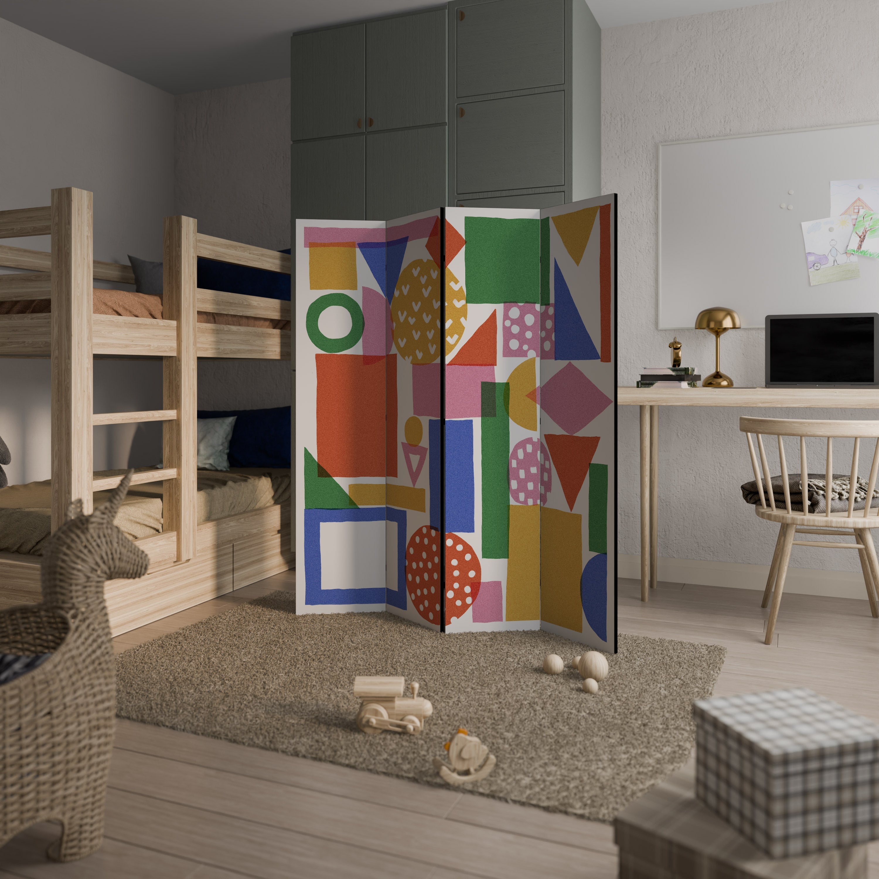 GEOMETRIC GLIMMER Dekorativer 4-teiliger Raumteiler