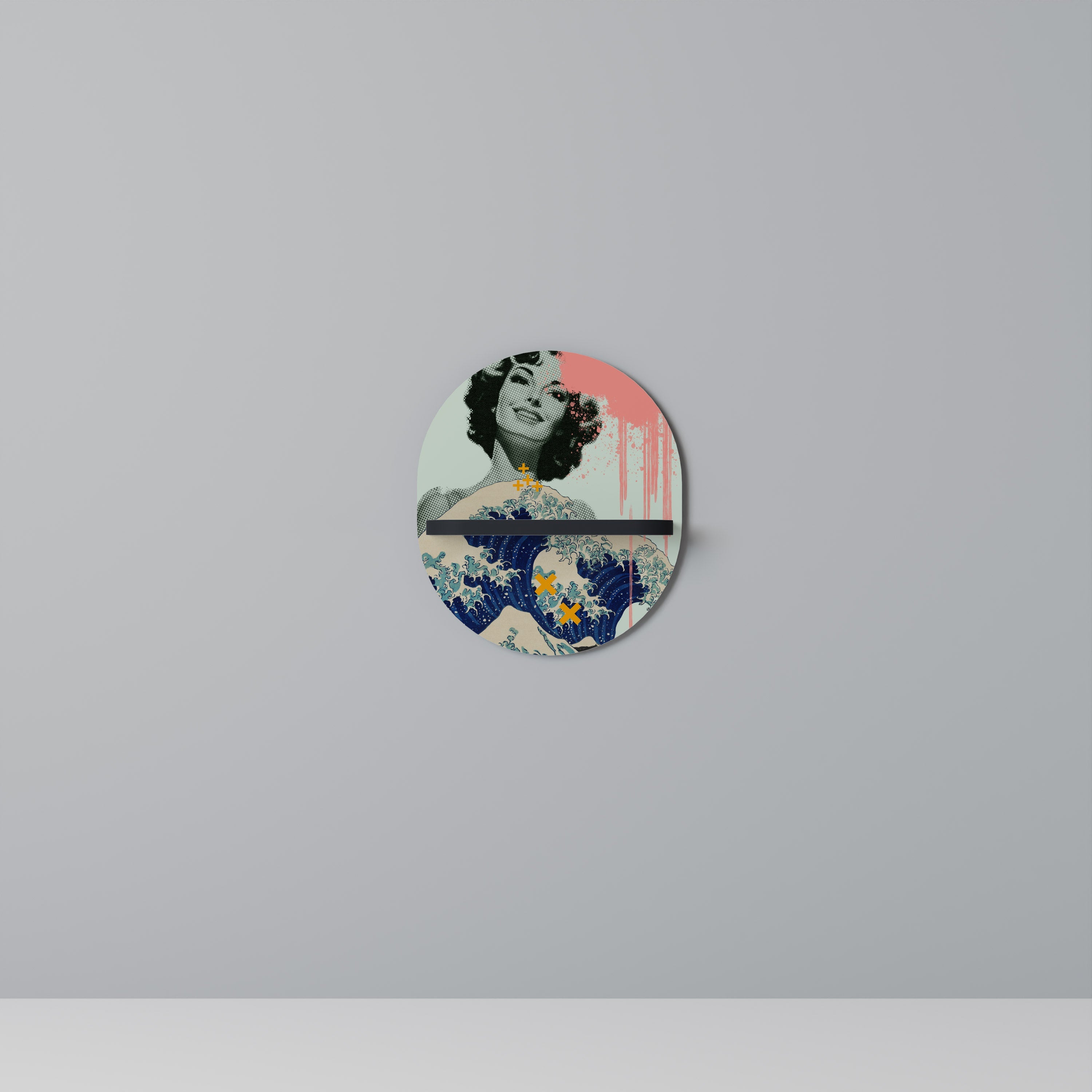 KANAGAWA BEAUTY Ovales Kunstregal in Schwarz