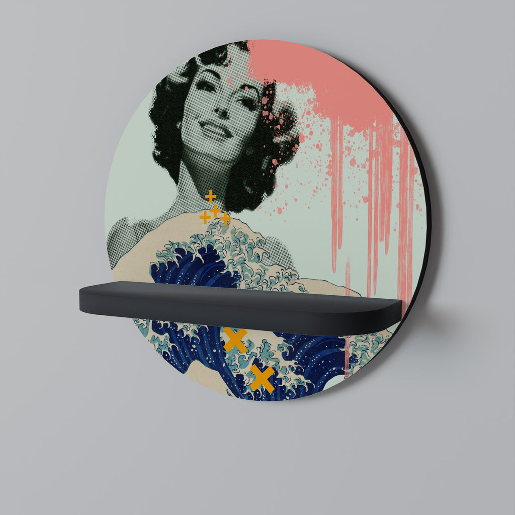 KANAGAWA BEAUTY Rundes Kunstregal in Schwarz