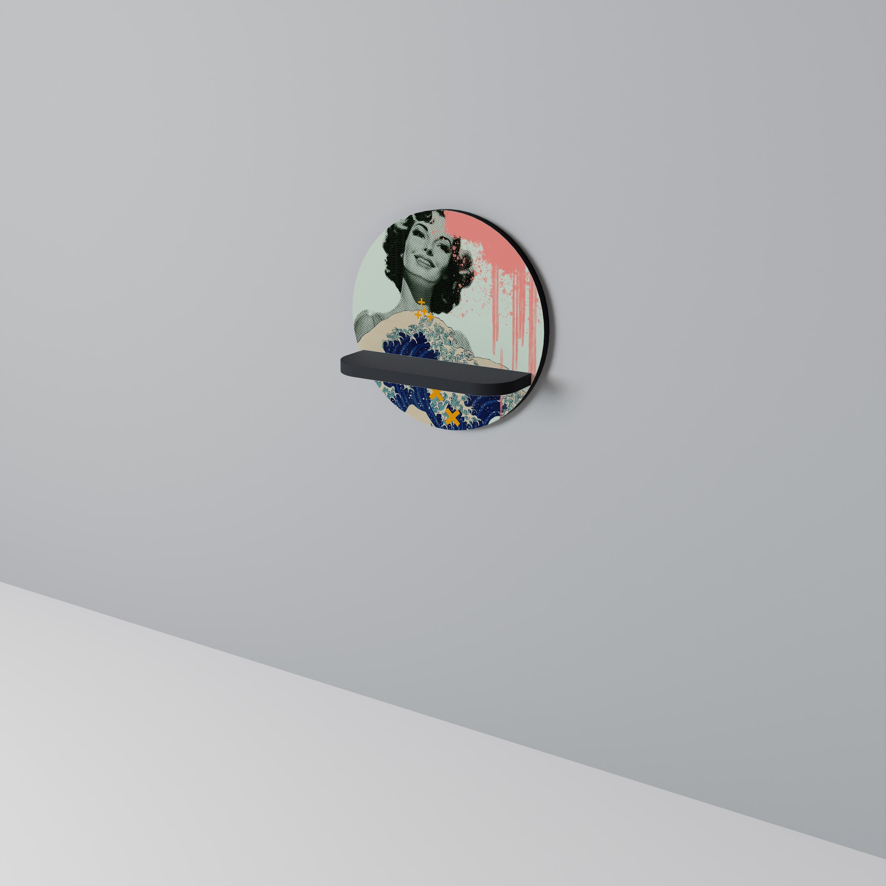 KANAGAWA BEAUTY Rundes Kunstregal in Schwarz