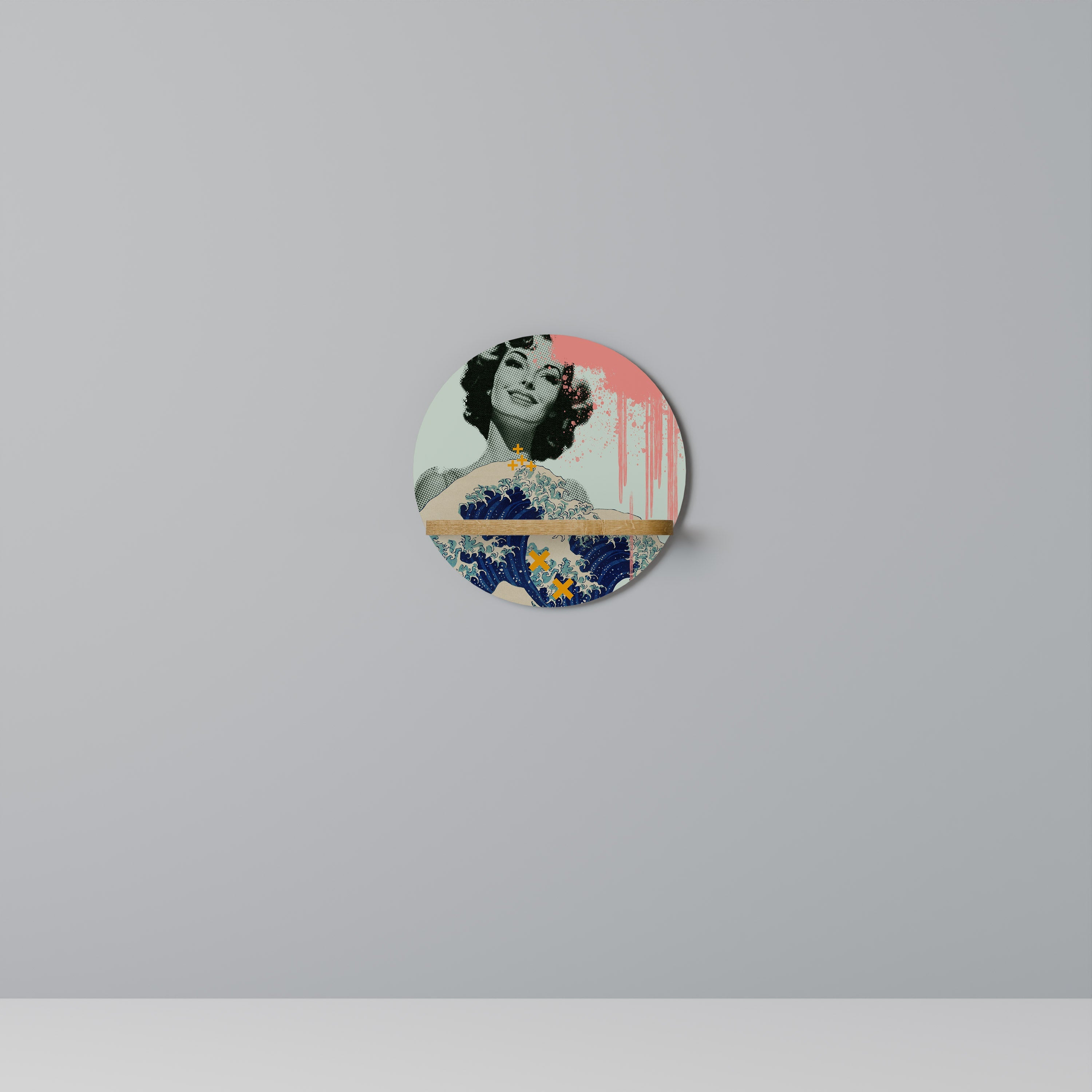 KANAGAWA BEAUTY Rundes Kunstregal in Eiche-Optik