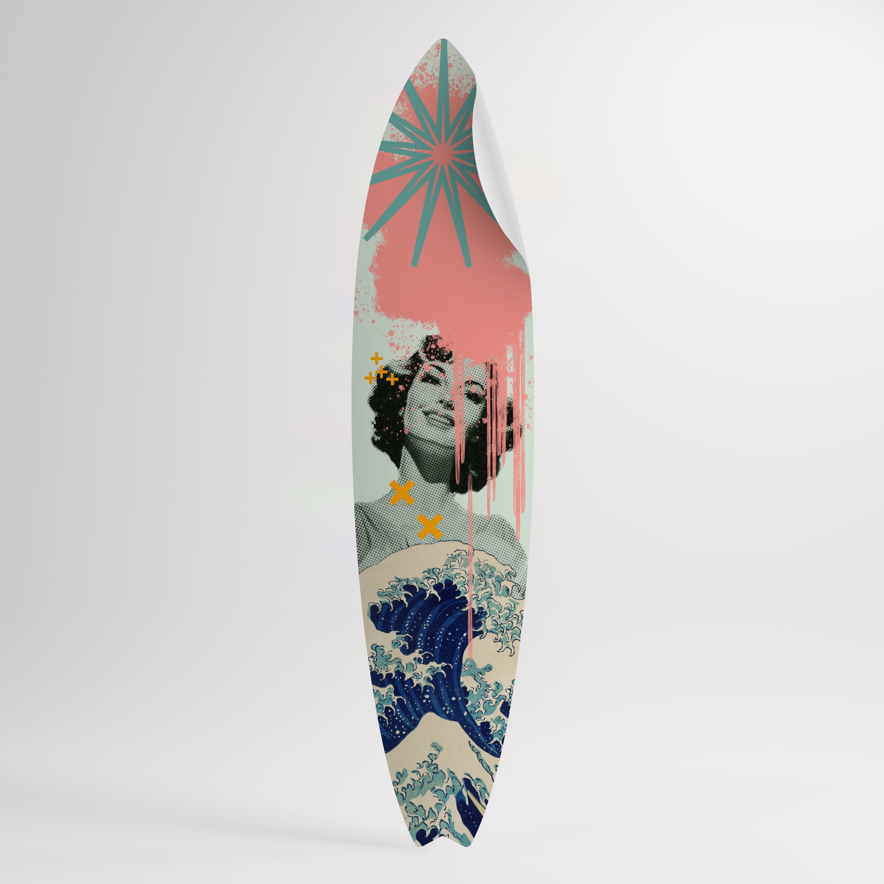 KANAGAWA BEAUTY Surfboard-Wandsticker