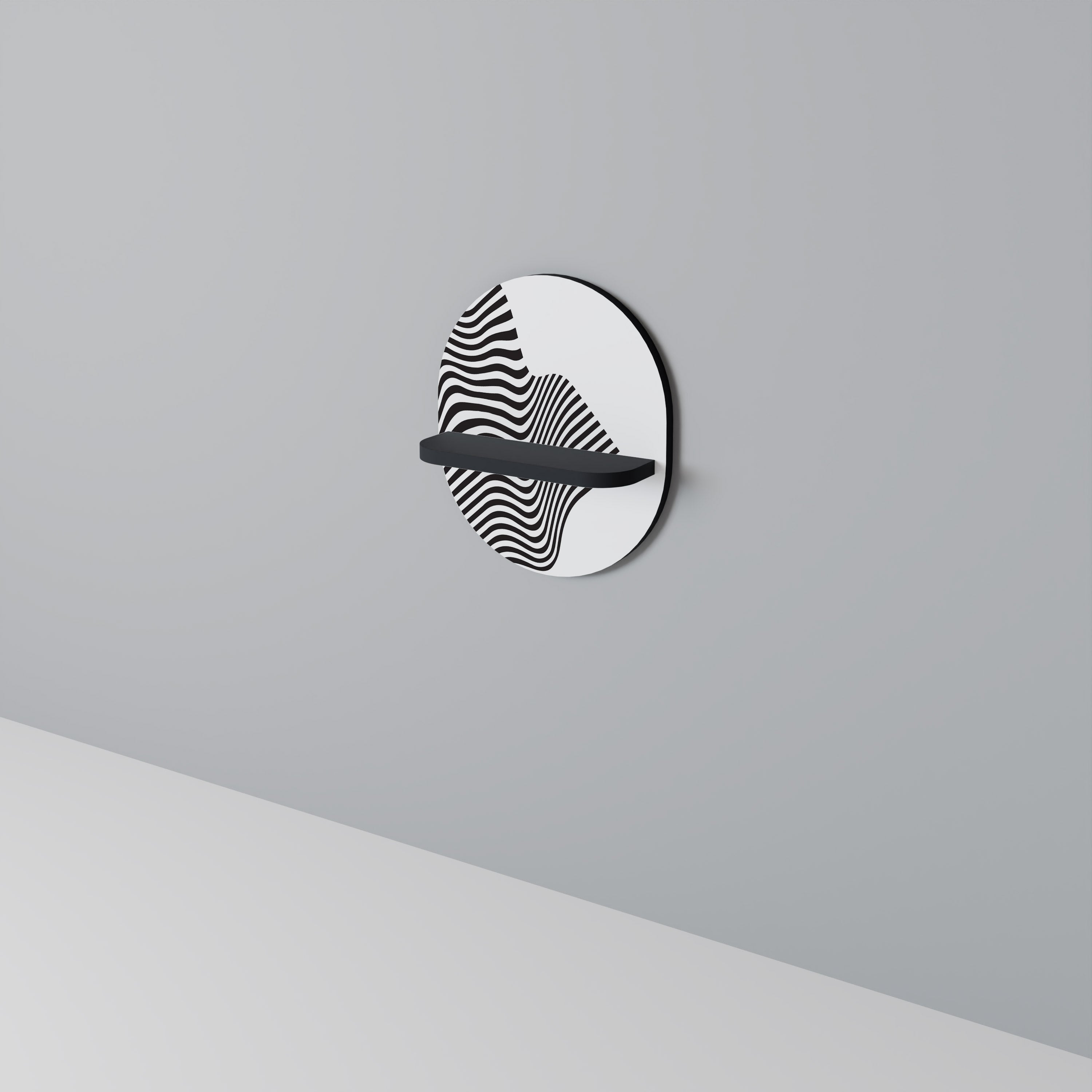 ILLUSIONARY FLOW Ovales Kunstregal in Schwarz