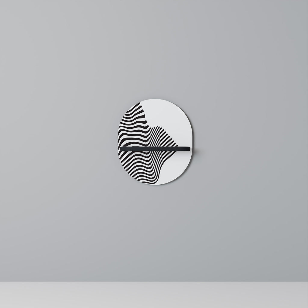 ILLUSIONARY FLOW Ovales Kunstregal in Schwarz