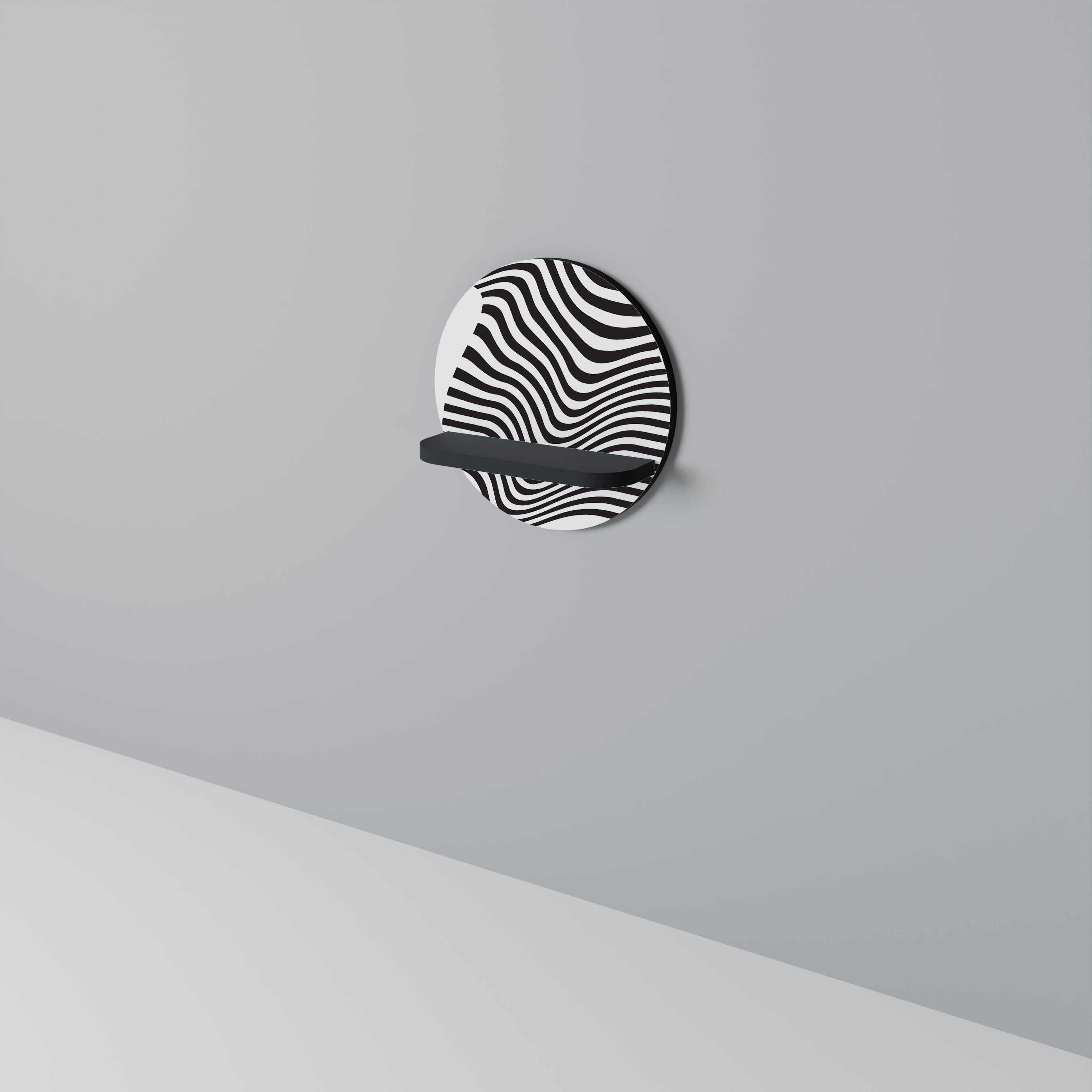 ILLUSIONARY FLOW Rundes Kunstregal in Schwarz