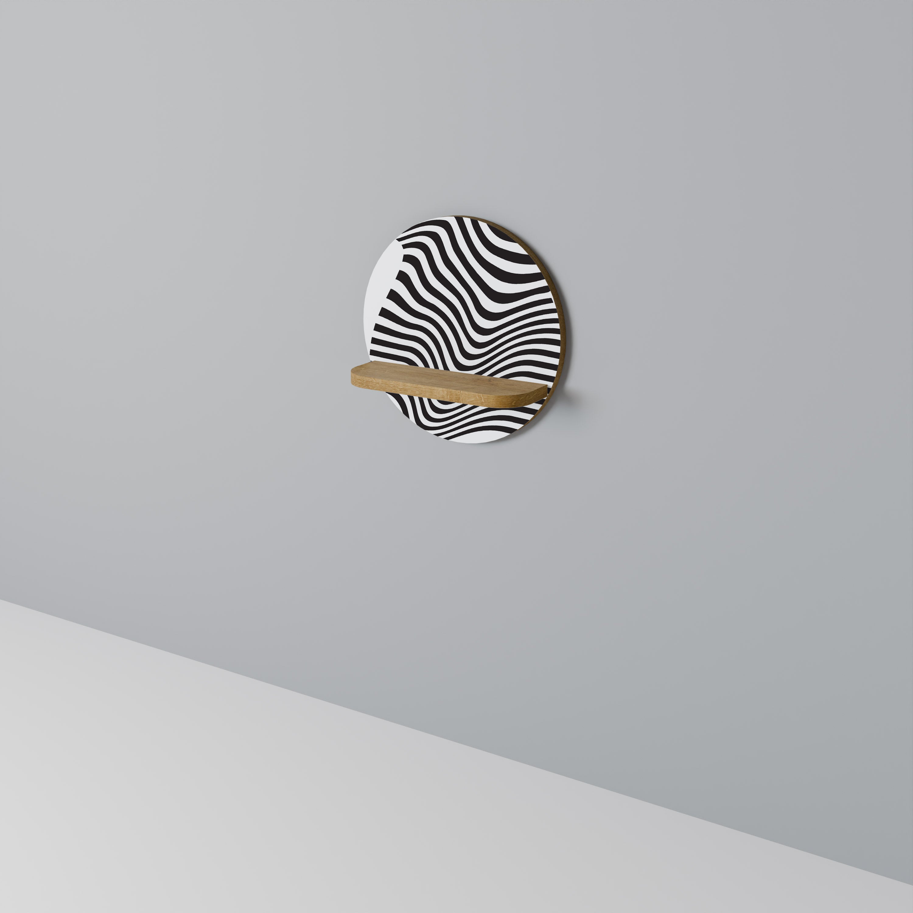 ILLUSIONARY FLOW Rundes Kunstregal in Eiche-Optik