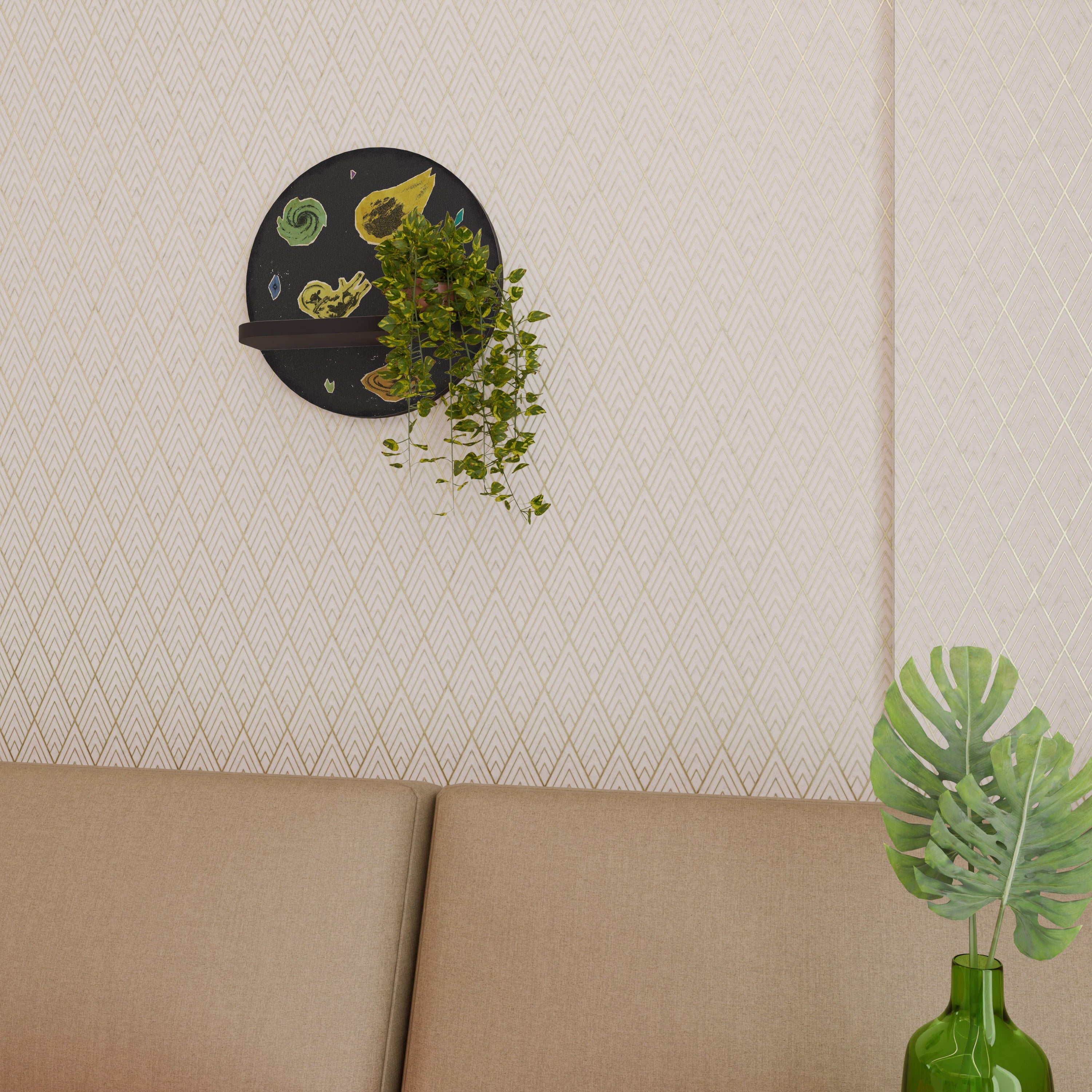 GALAXY MORSEL Rundes Kunstregal in Schwarz