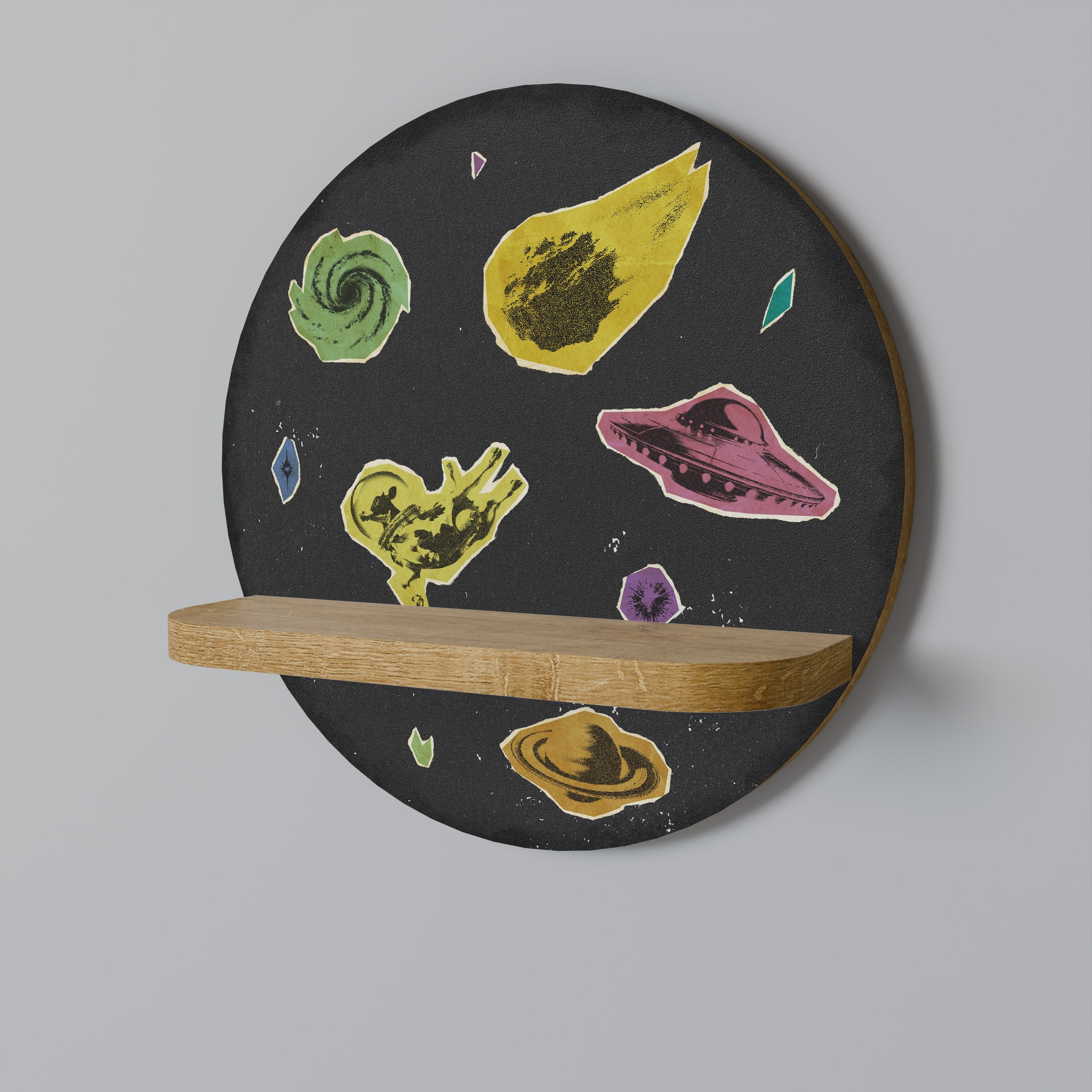 GALAXY MORSEL Rundes Kunstregal in Eiche-Optik