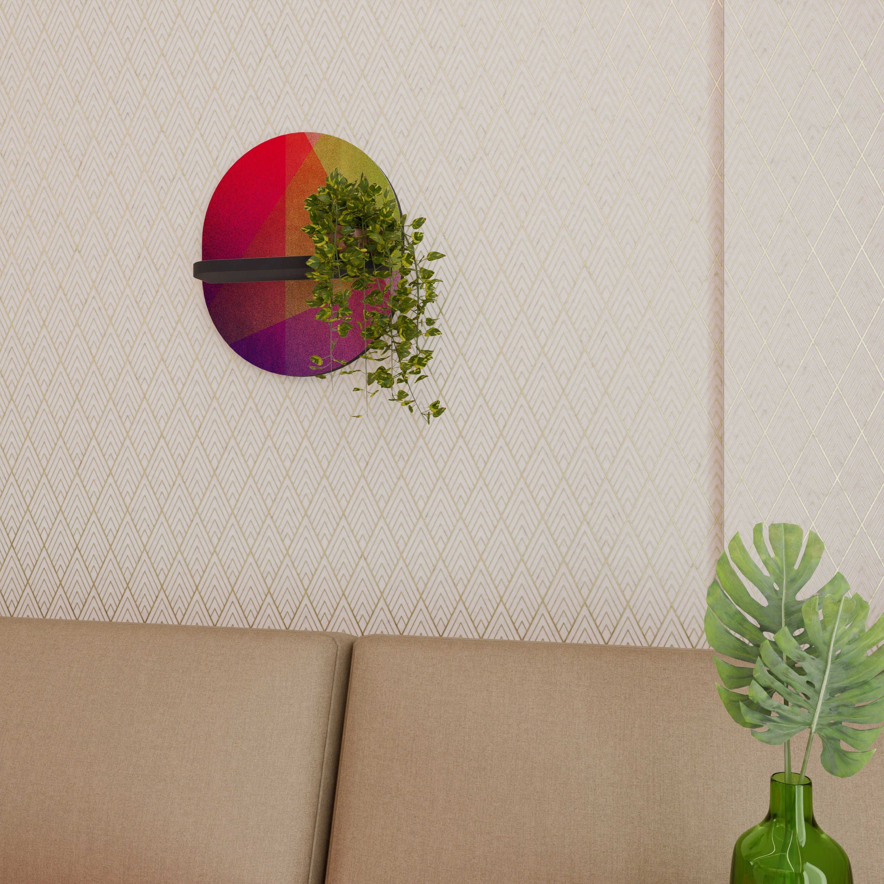 VIVID GEOMETRY Ovales Kunstregal in Schwarz