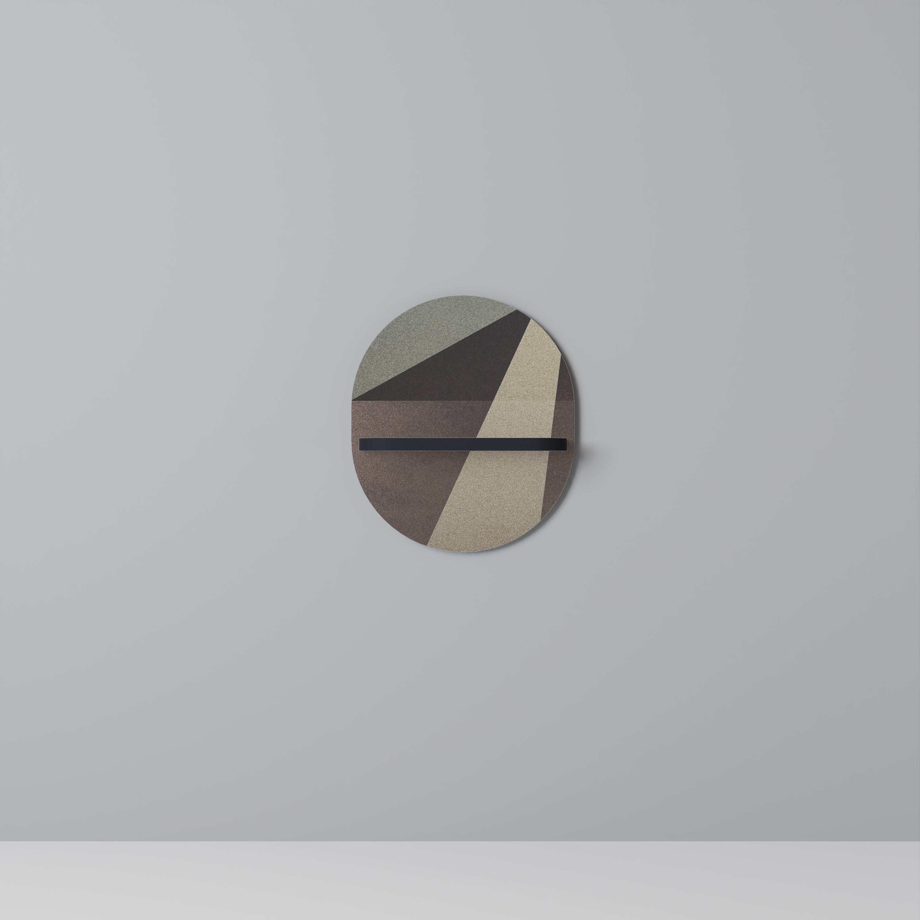 BEIGE GEOMETRY Ovales Kunstregal in Schwarz