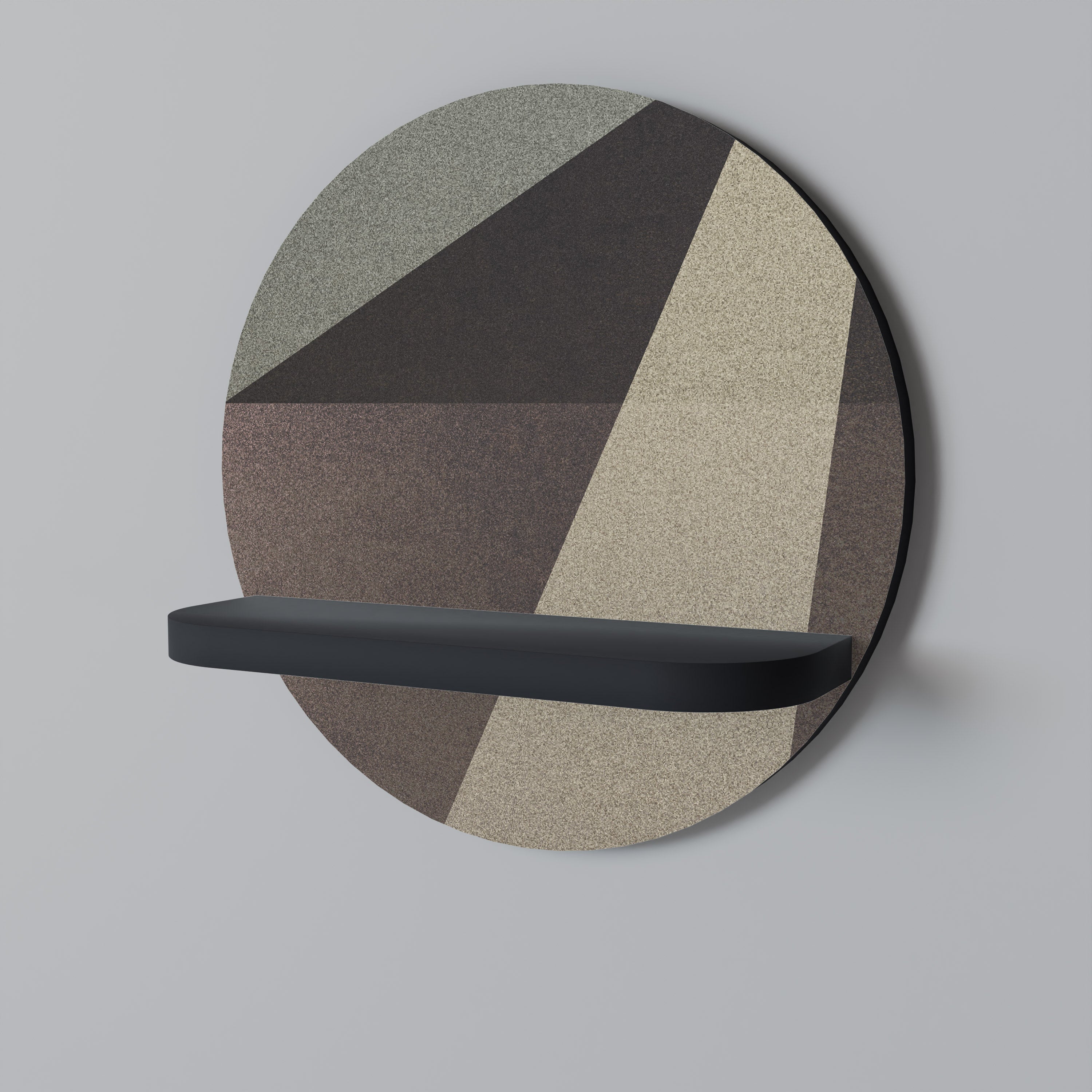 BEIGE GEOMETRY Rundes Kunstregal in Schwarz