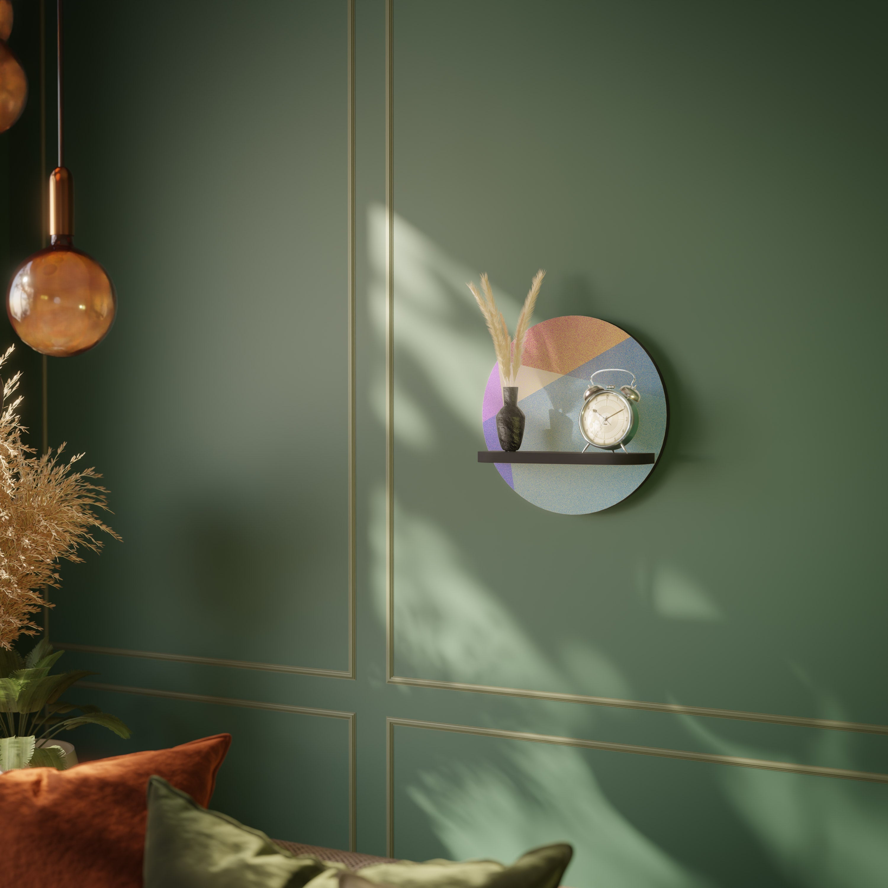 BRIGHT GEOMETRY Rundes Kunstregal in Schwarz