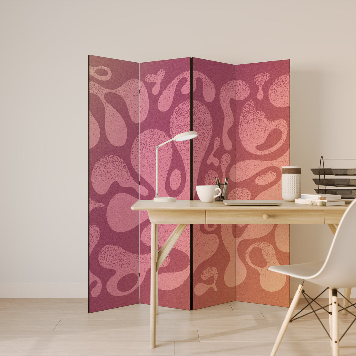 IRREGULAR PINK 4-teiliger Paravent