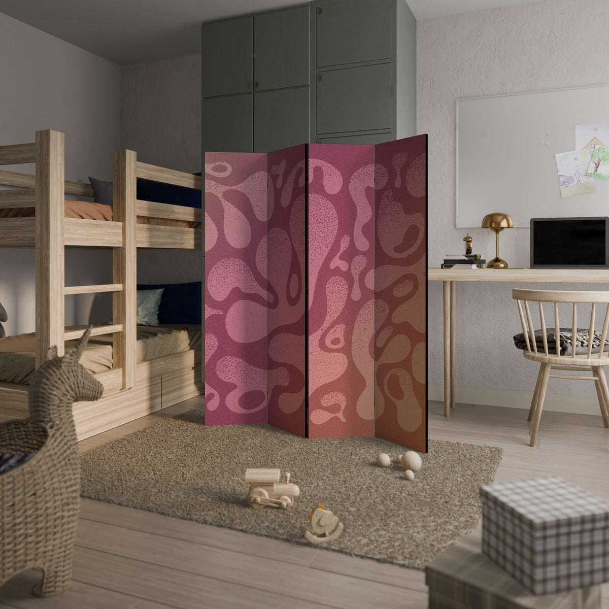 IRREGULAR PINK 4-teiliger Paravent