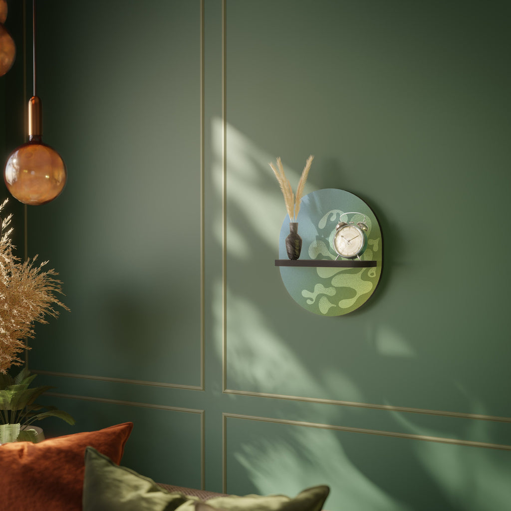 IRREGULAR BLUE Ovales Kunstregal in Schwarz