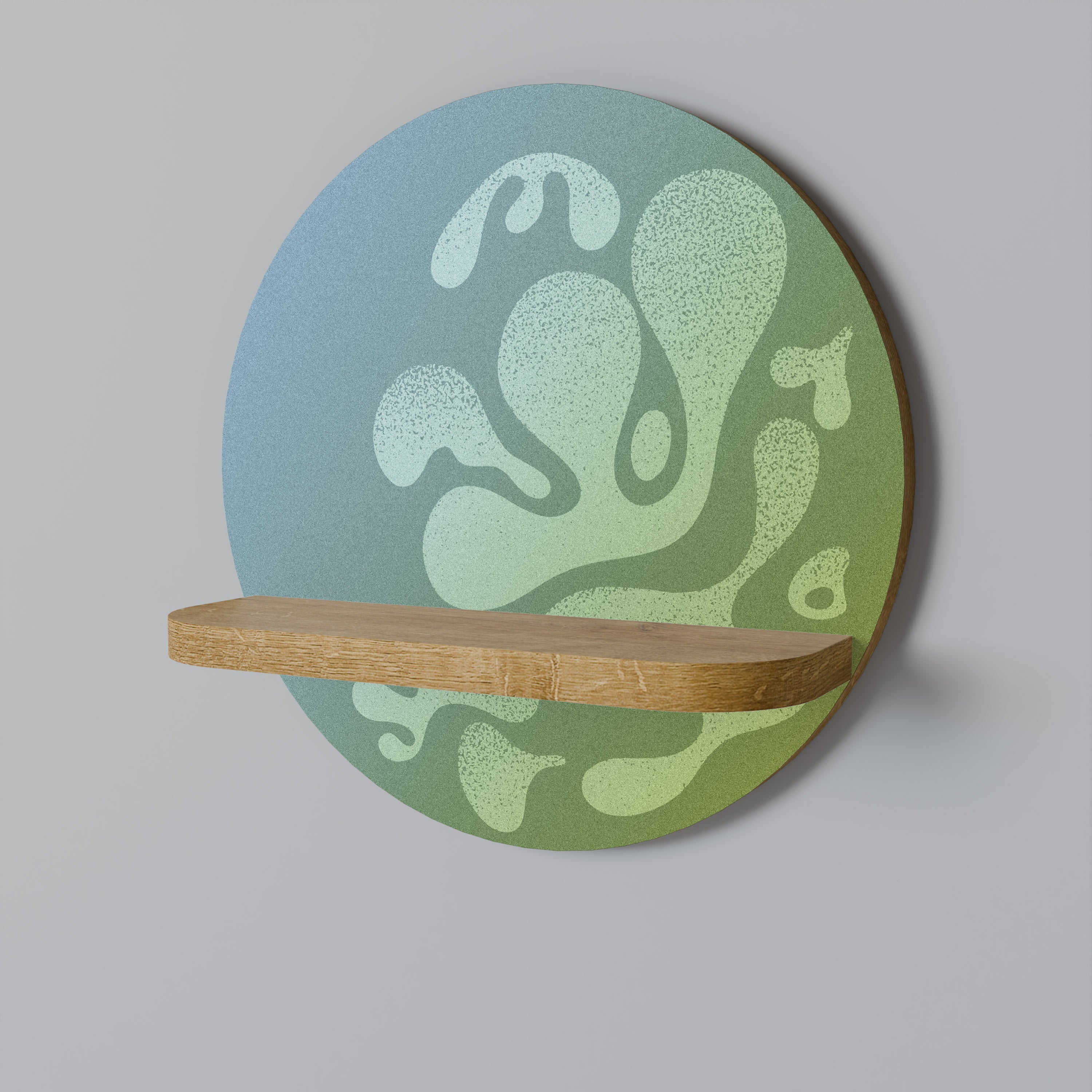 IRREGULAR BLUE Rundes Kunstregal in Eiche-Optik