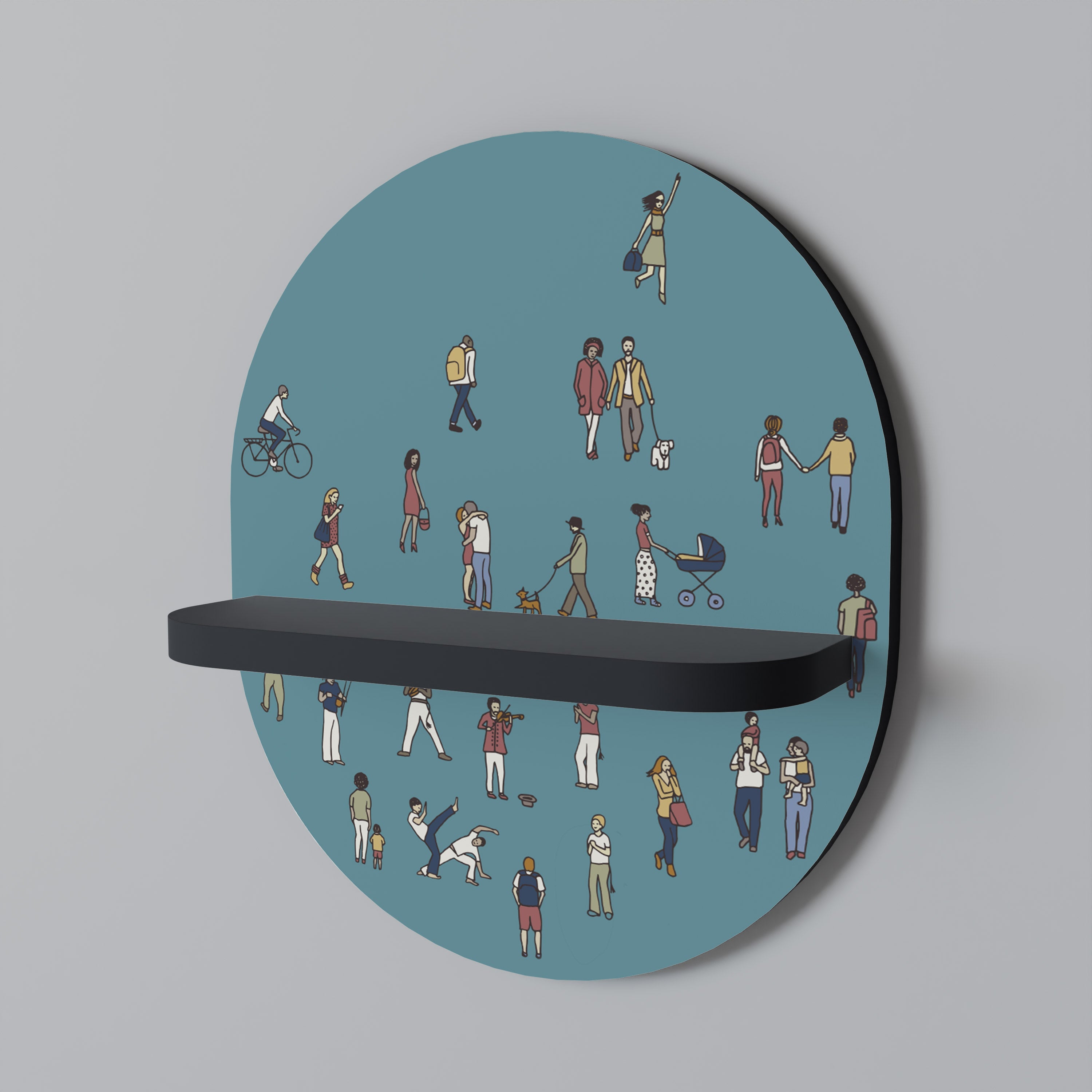 COLLECTIVE STREAM Ovales Kunstregal in Schwarz