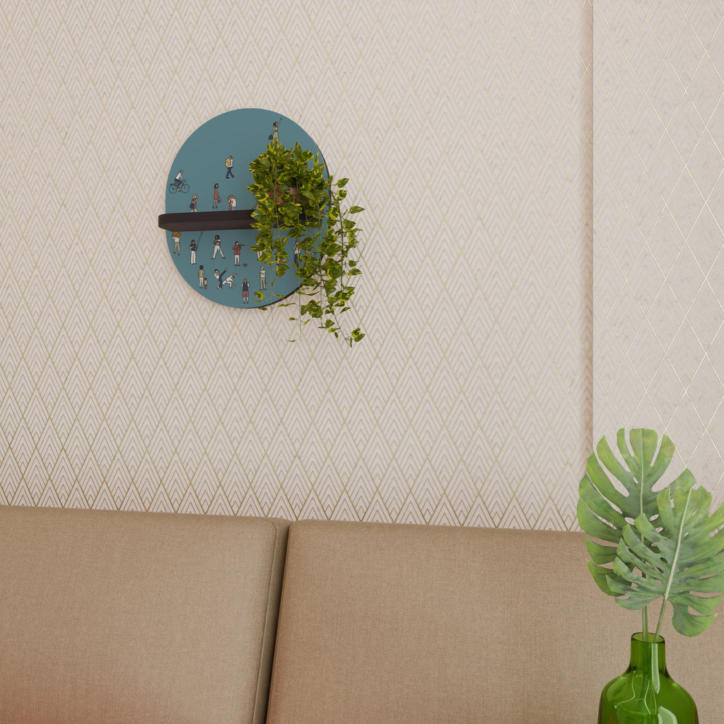 COLLECTIVE STREAM Ovales Kunstregal in Schwarz