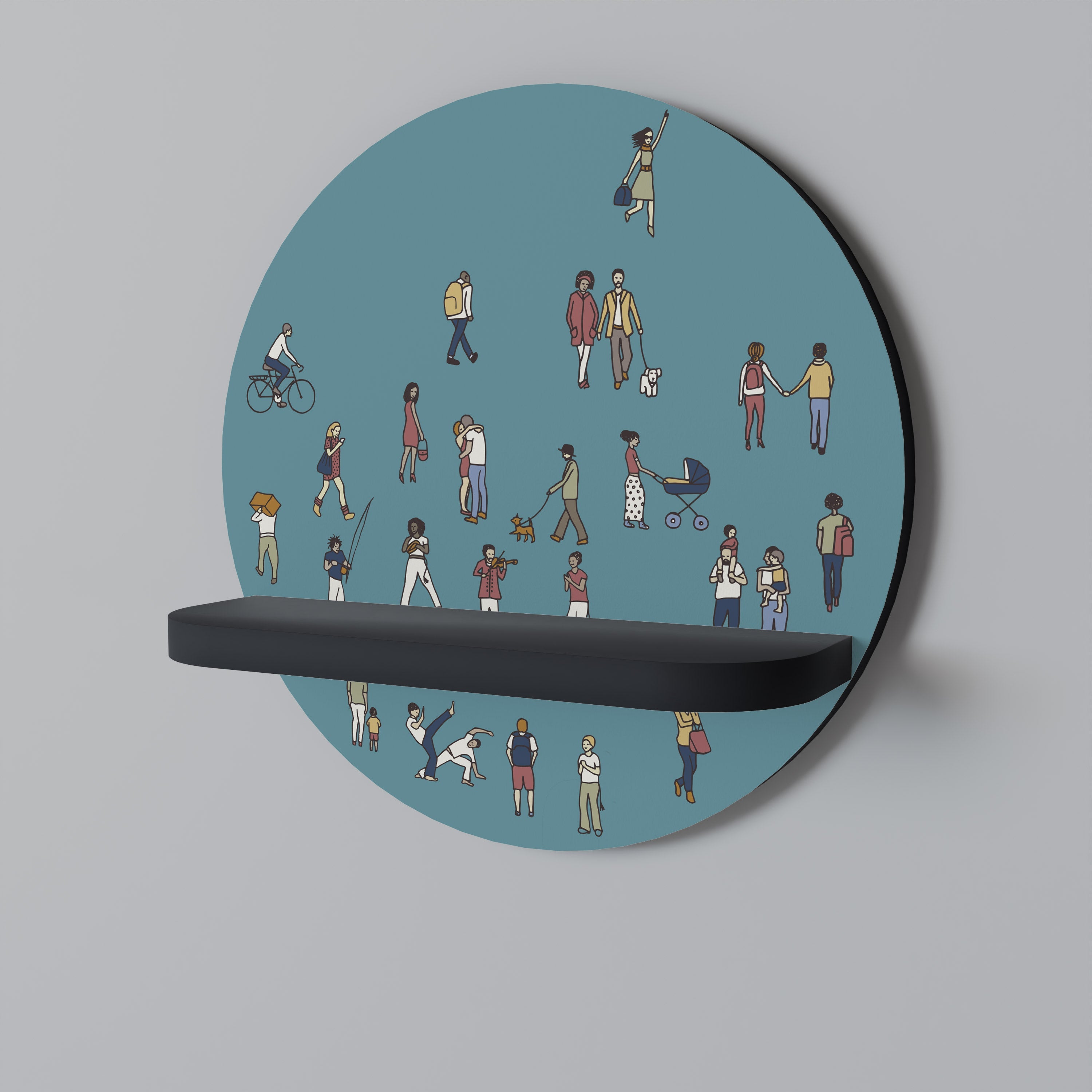 COLLECTIVE STREAM Rundes Kunstregal in Schwarz