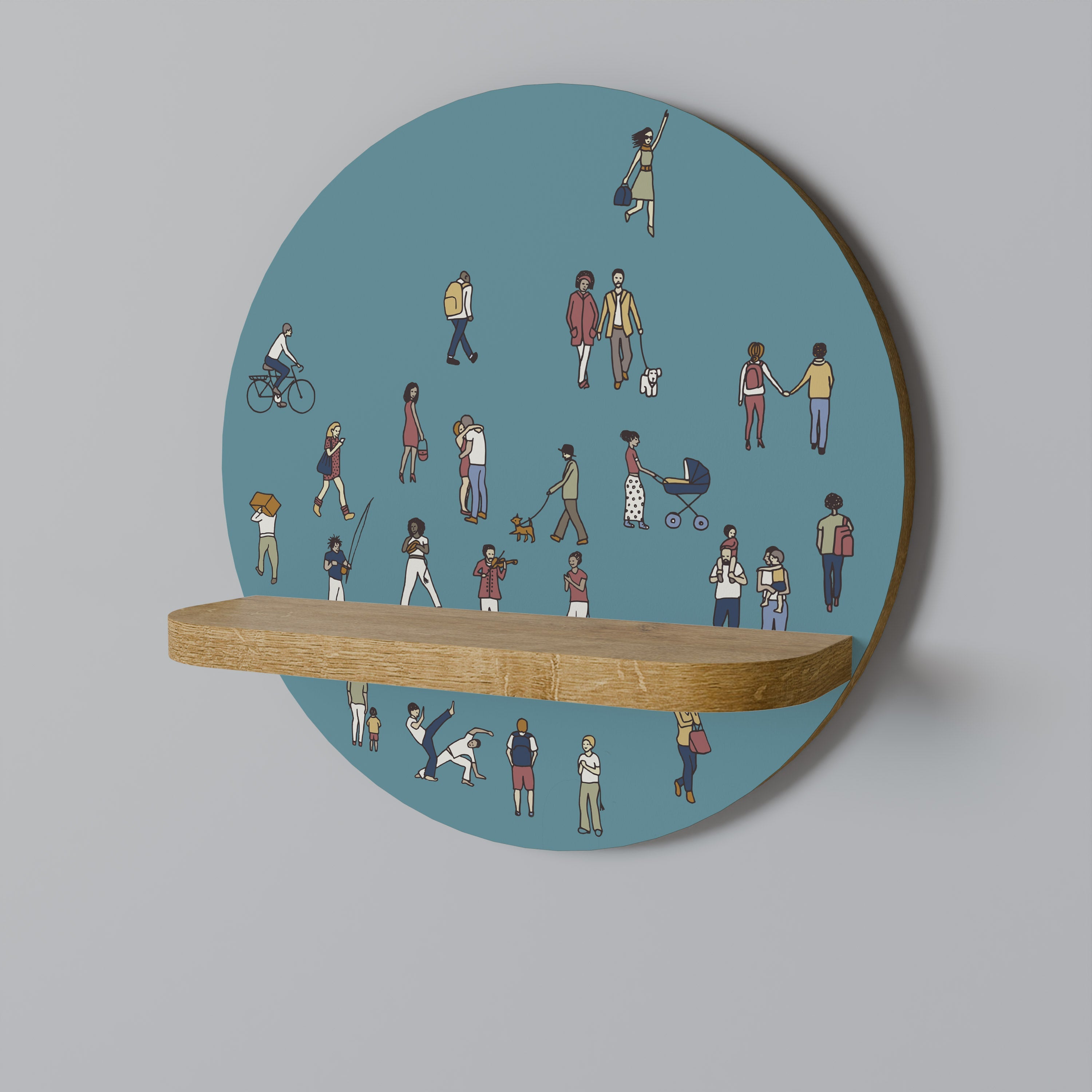 COLLECTIVE STREAM Rundes Kunstregal in Eiche-Optik