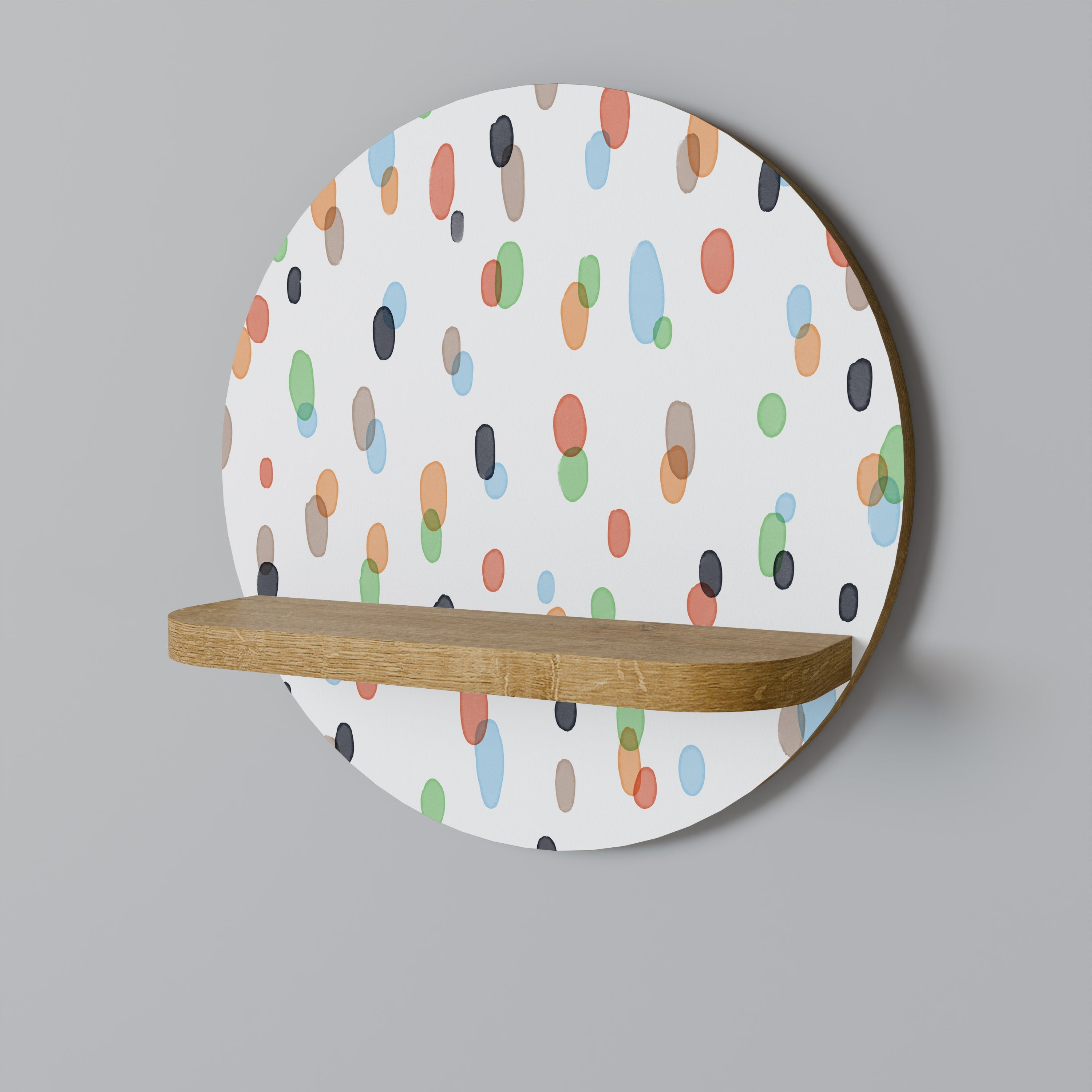 ENERGETIC SPOTS Rundes Kunstregal in Eiche-Optik