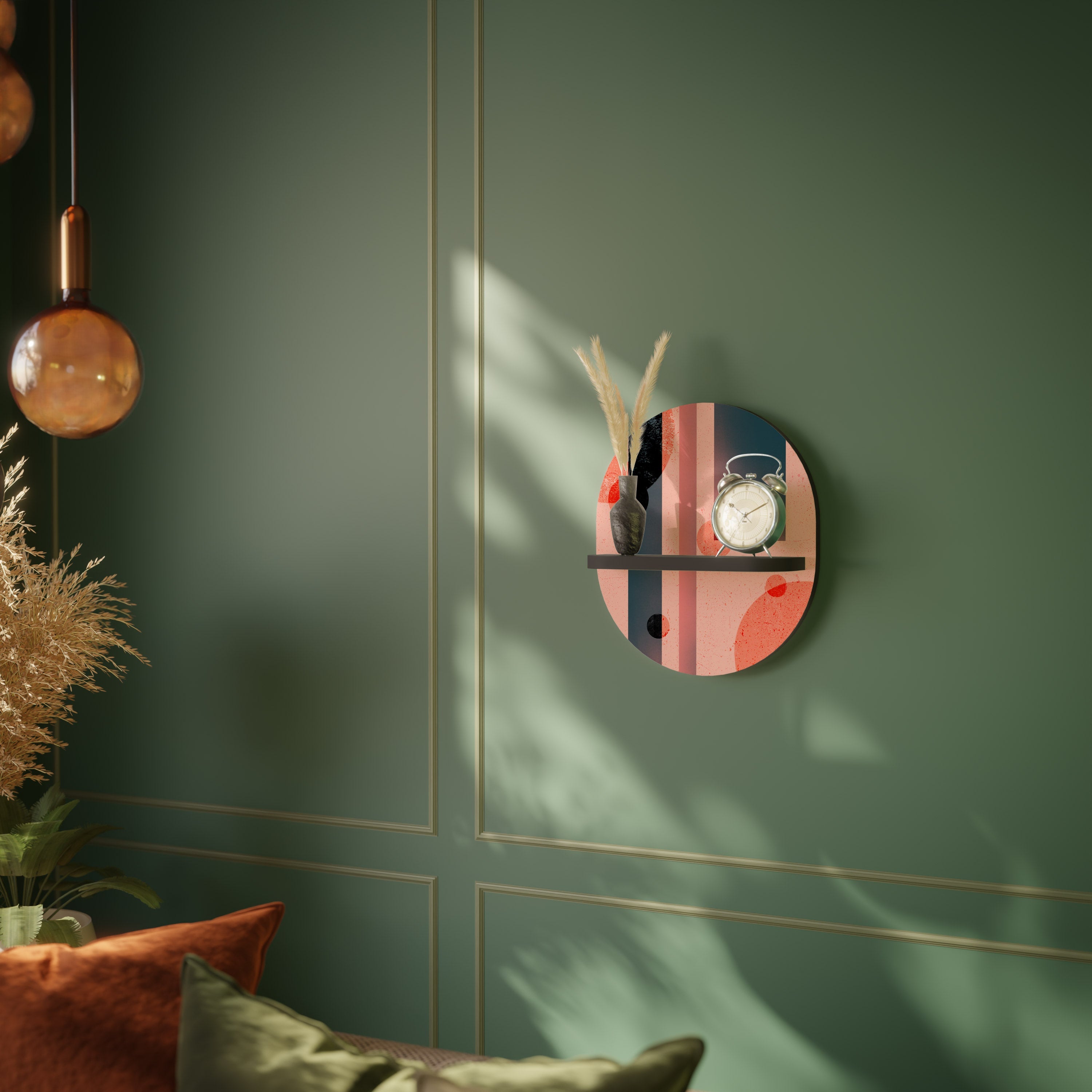 BLUSHED SPECTRUM Ovales Kunstregal in Schwarz