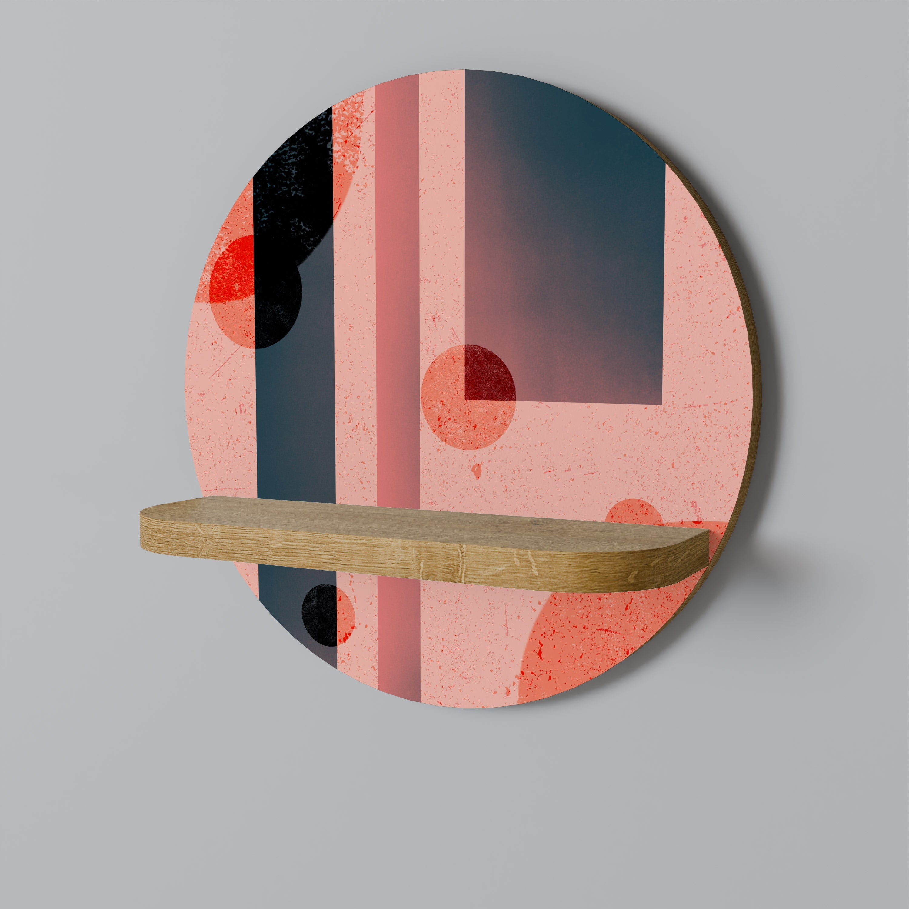 BLUSHED SPECTRUM Rundes Kunstregal in Eiche-Optik