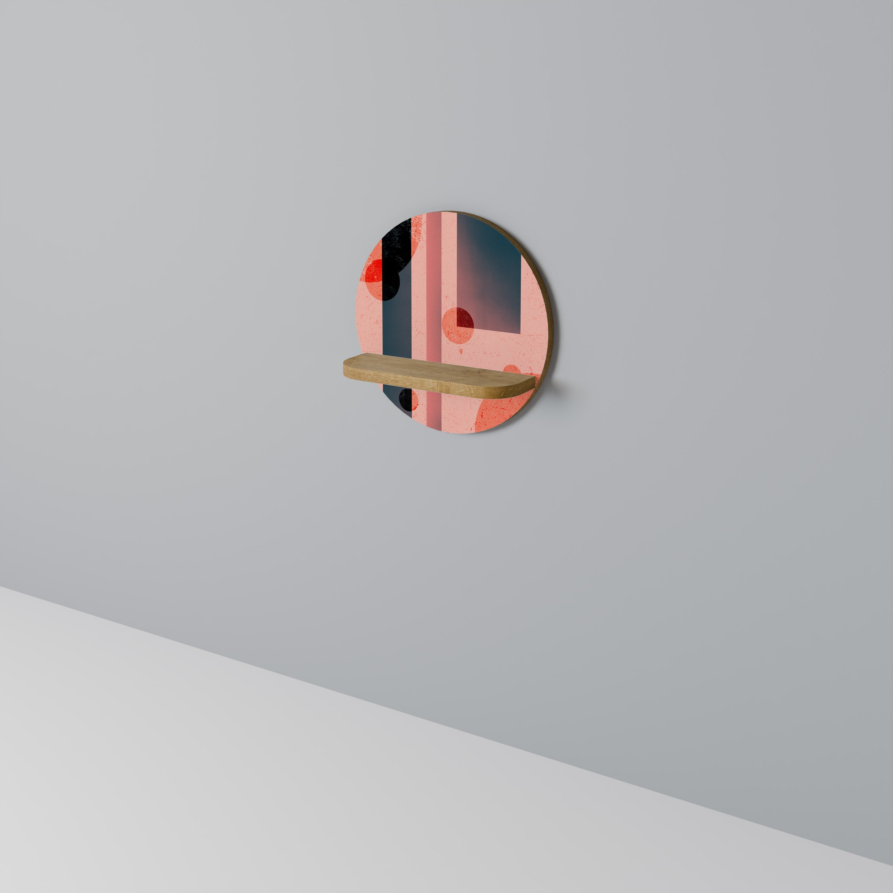 BLUSHED SPECTRUM Rundes Kunstregal in Eiche-Optik