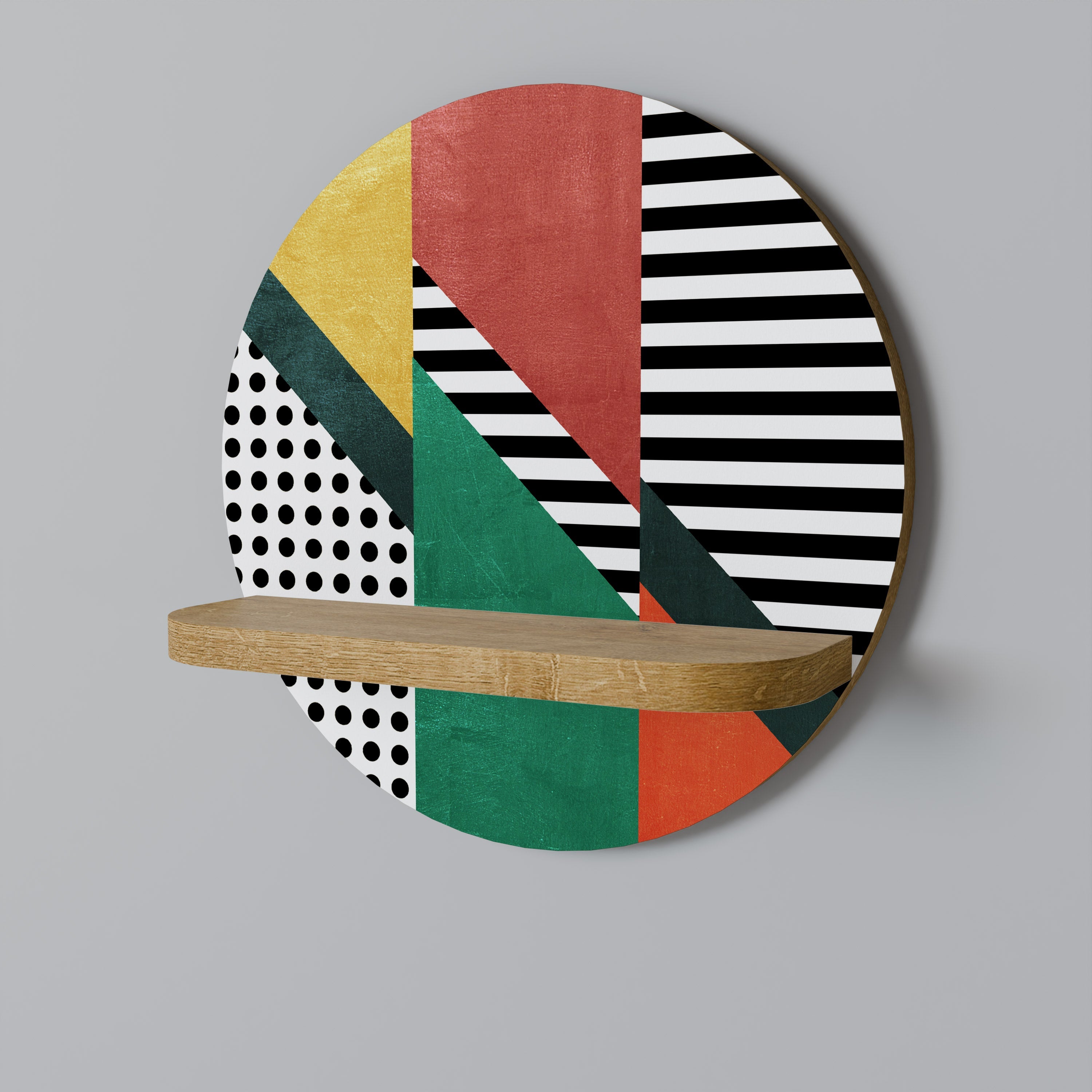 MAKESHIFT ARTISTRY Rundes Kunstregal in Eiche-Optik