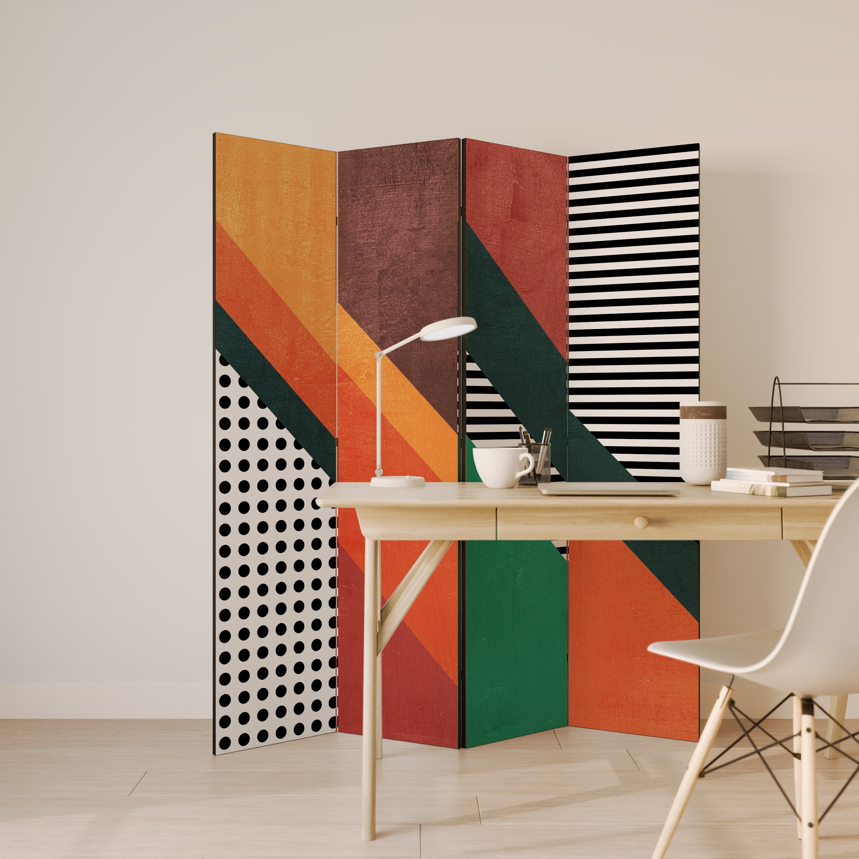 MAKESHIFT ARTISTRY Dekorativer 4-teiliger Raumteiler