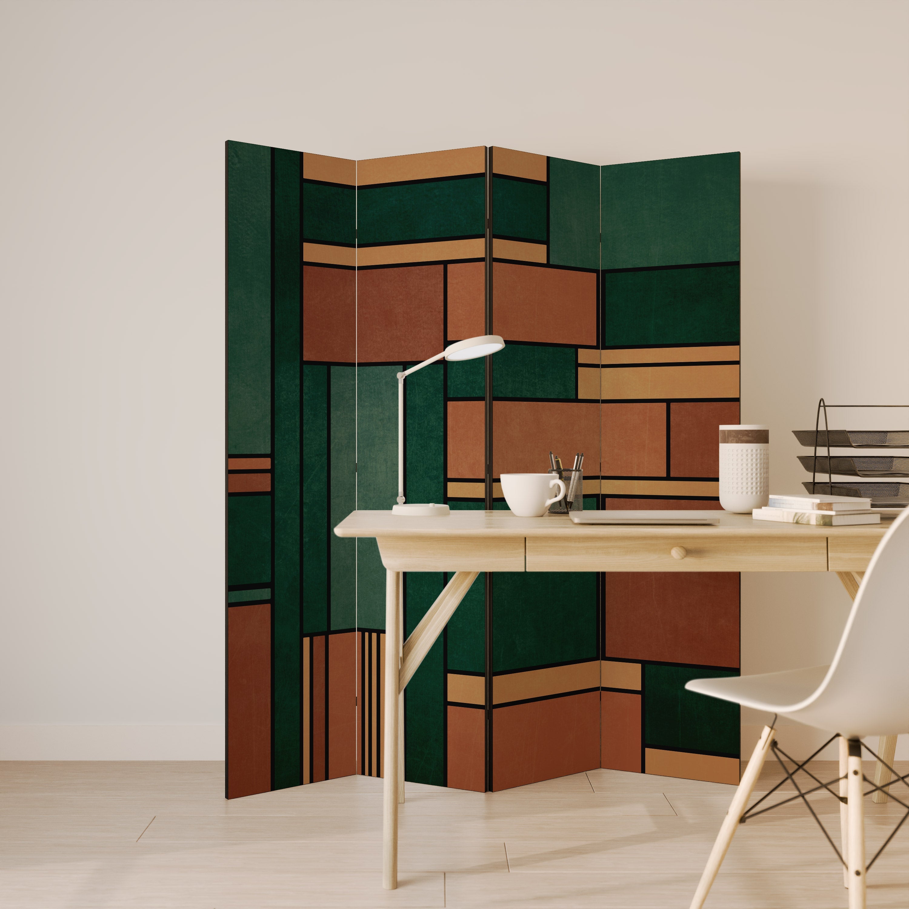 EARTHY FIGURES Dekorativer 4-teiliger Raumteiler