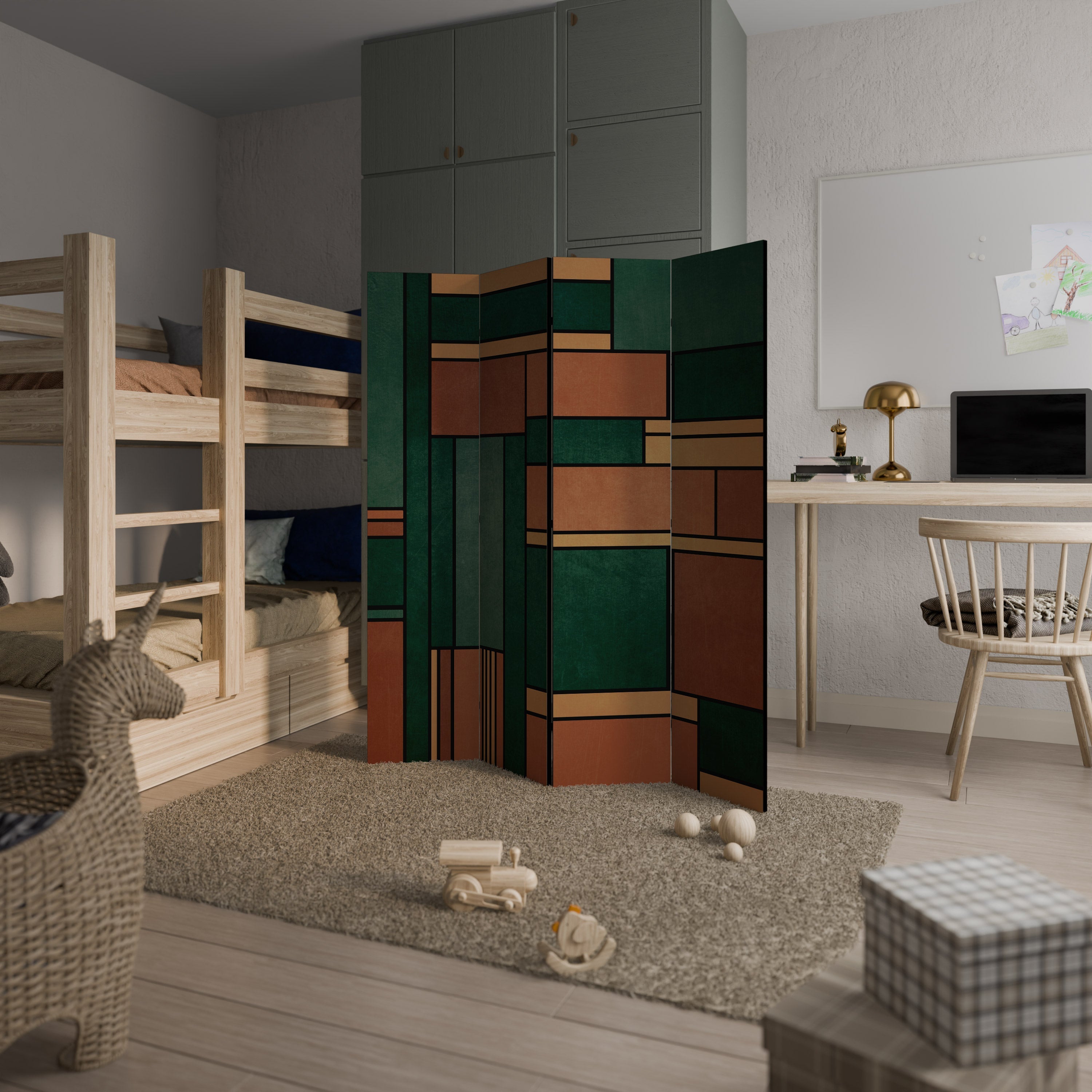 EARTHY FIGURES Dekorativer 4-teiliger Raumteiler