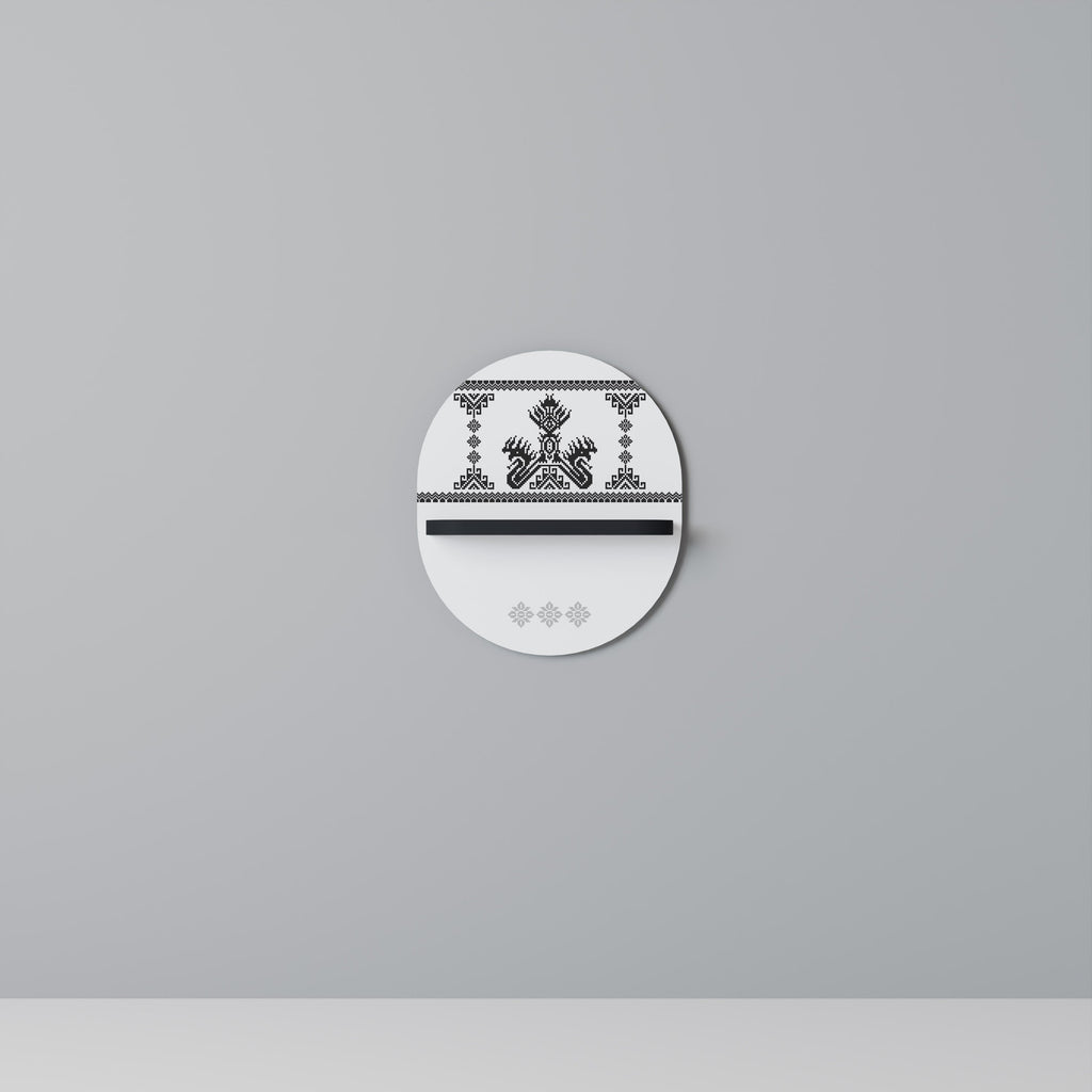 MYTHIC STITCH Ovales Kunstregal in Schwarz